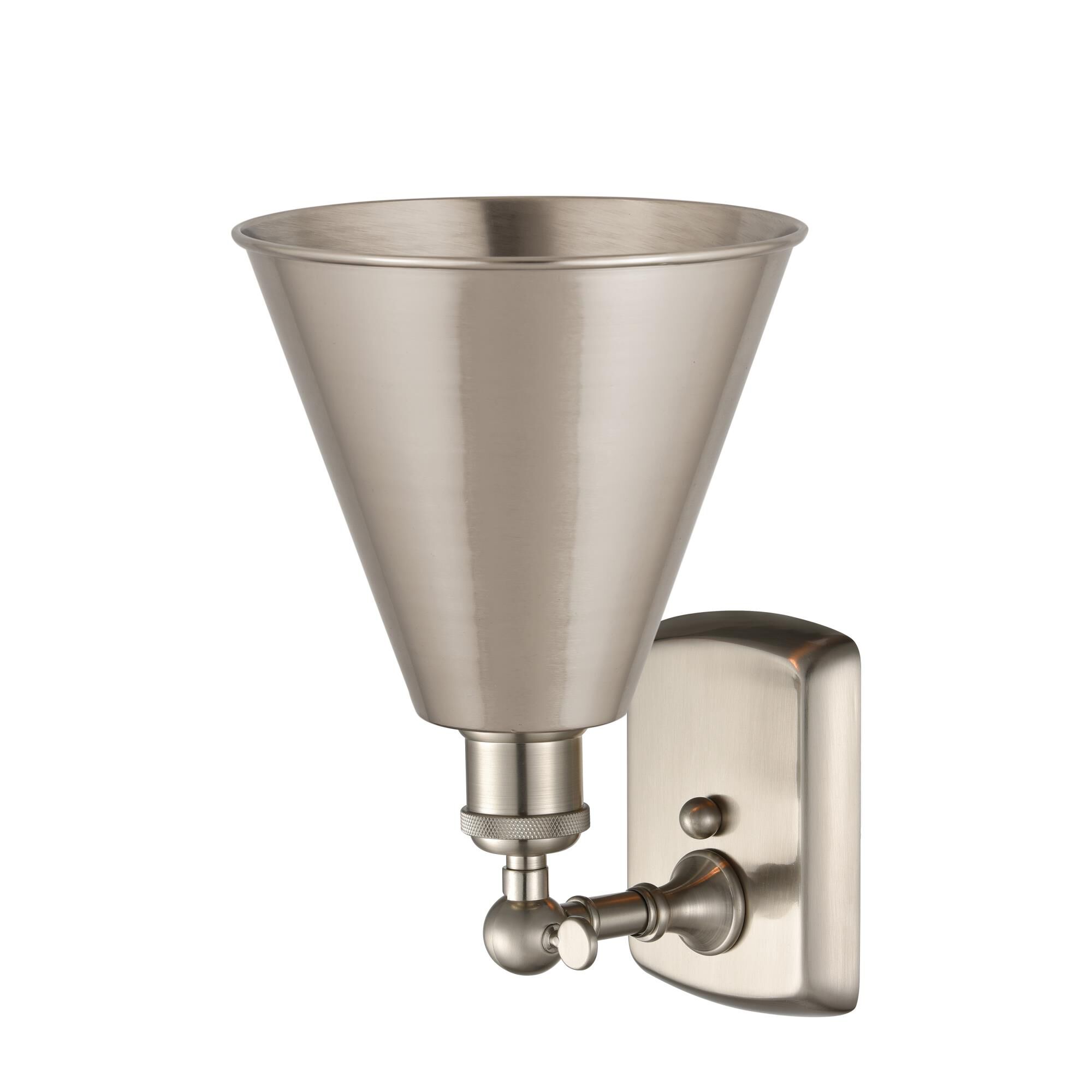 Shown in Brushed Satin Nickel finish and Brushed Satin Nickel Ballston Cone shade
