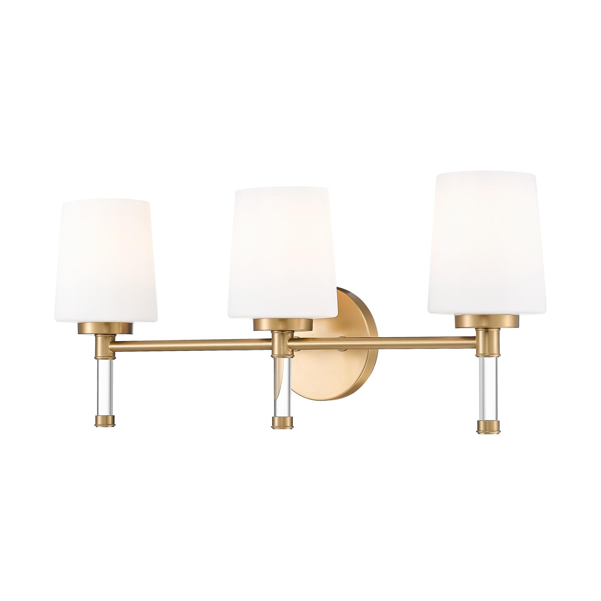 Shown in Modern Gold finish and White Opal glass