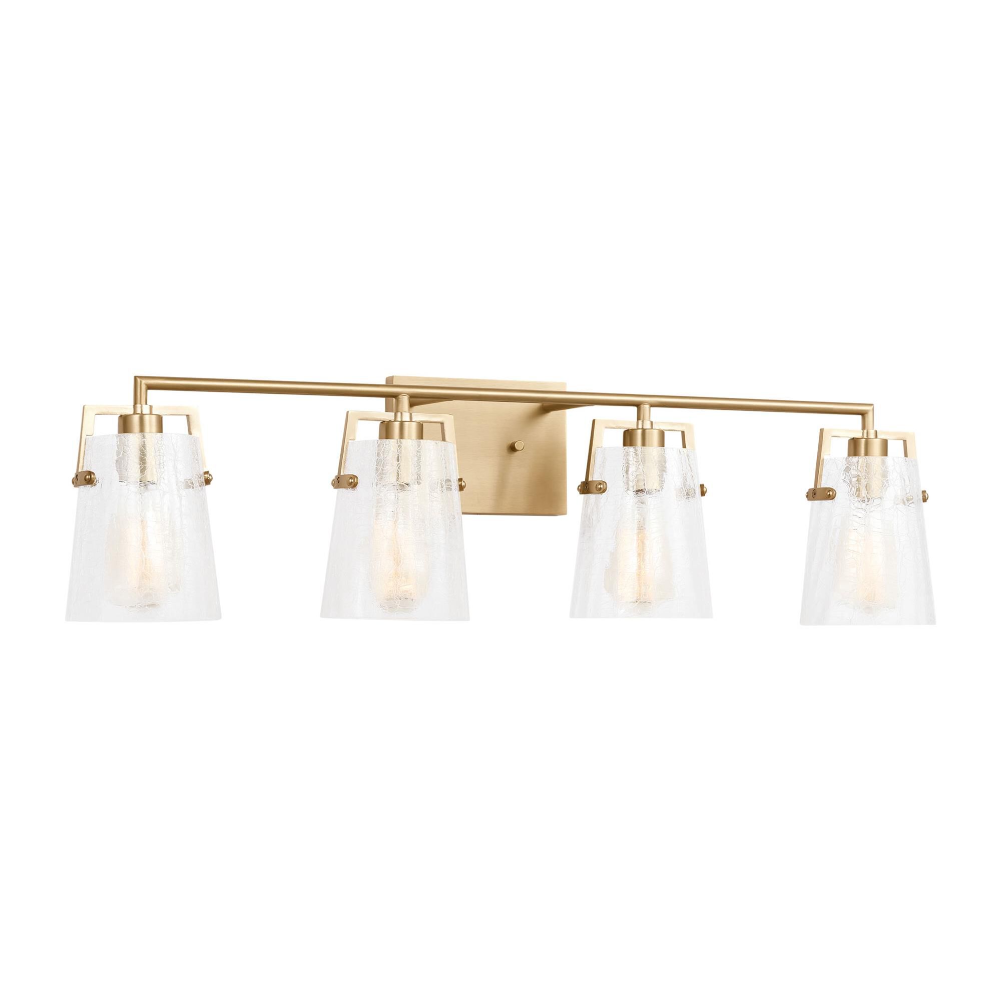 Shown in Satin Brass finish and Clear Crackle glass