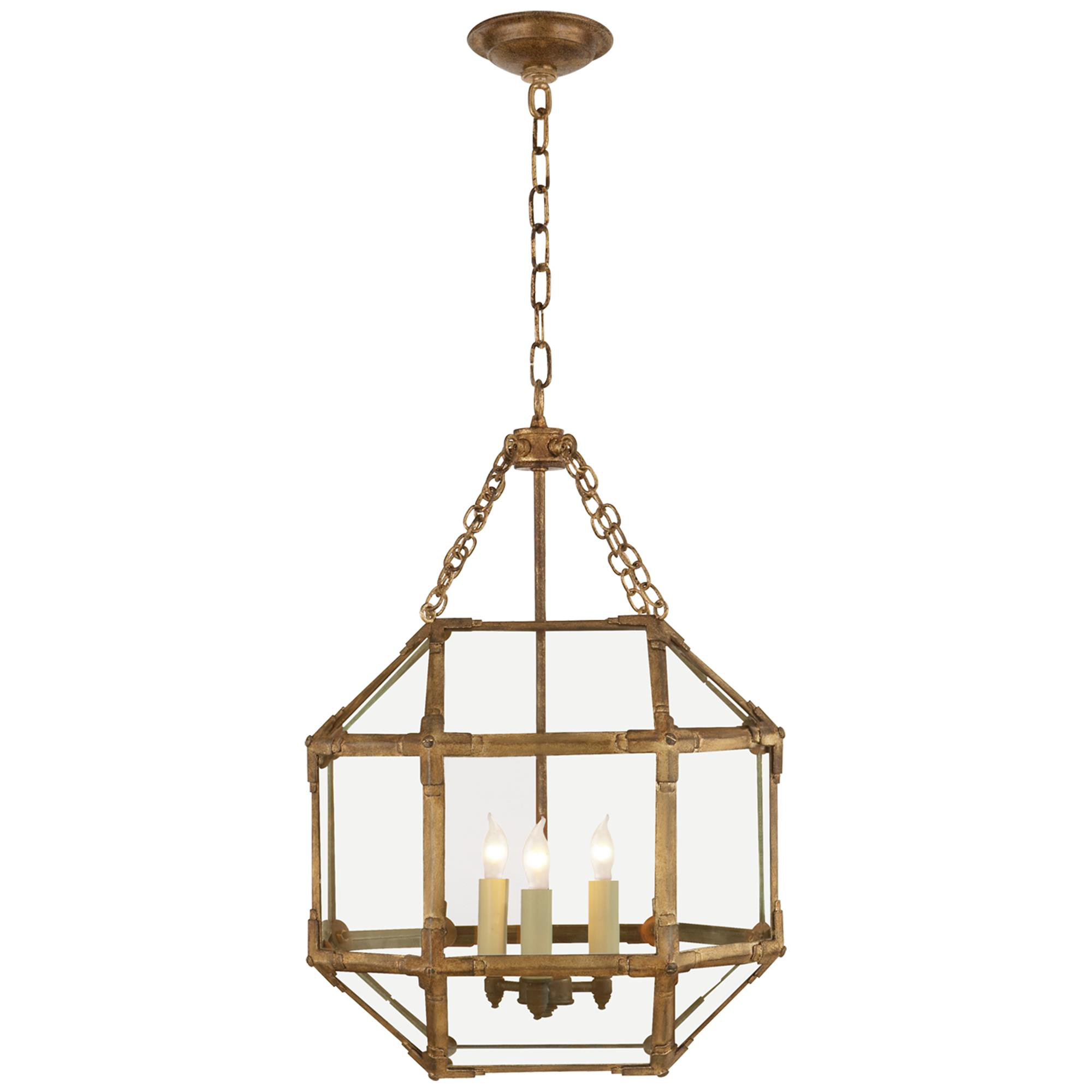 Shown in Gilded Iron finish and Clear glass