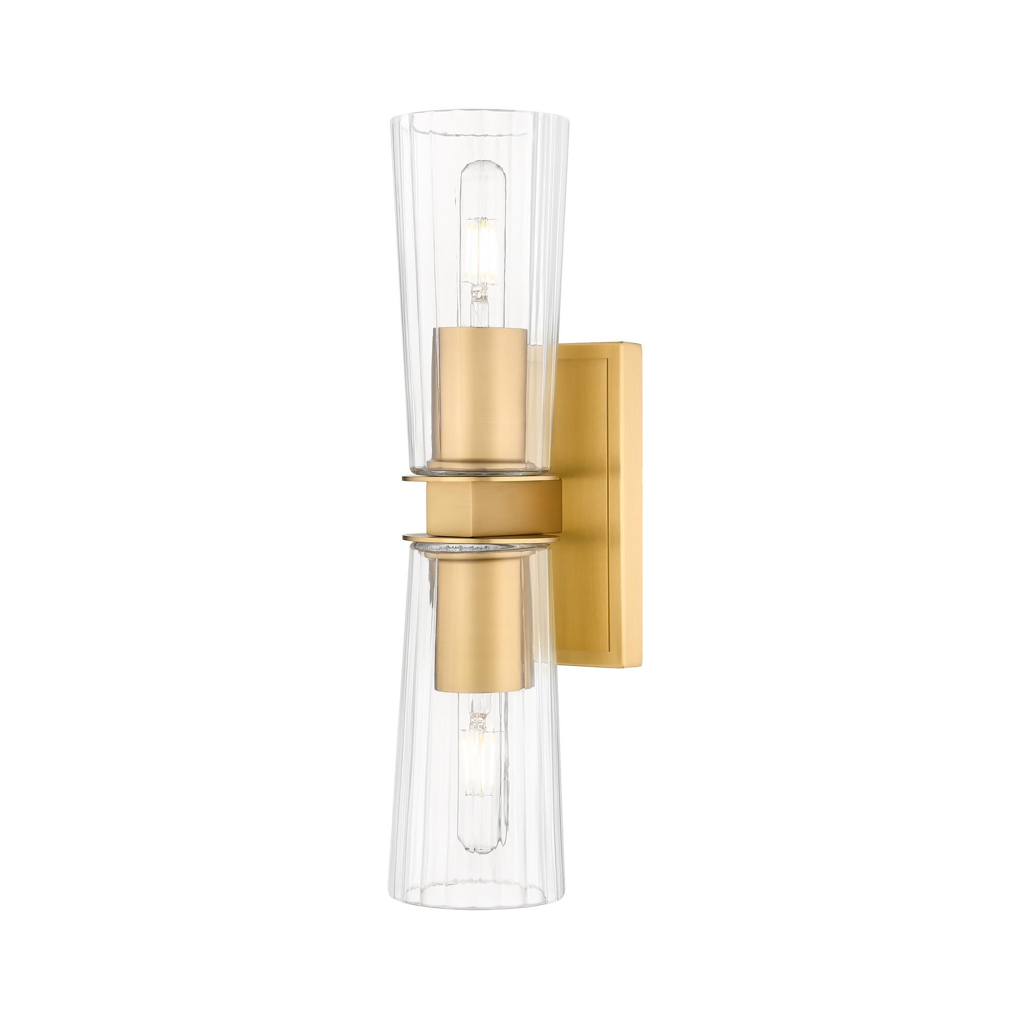 Shown in Modern Gold finish and Clear glass and Clear shade