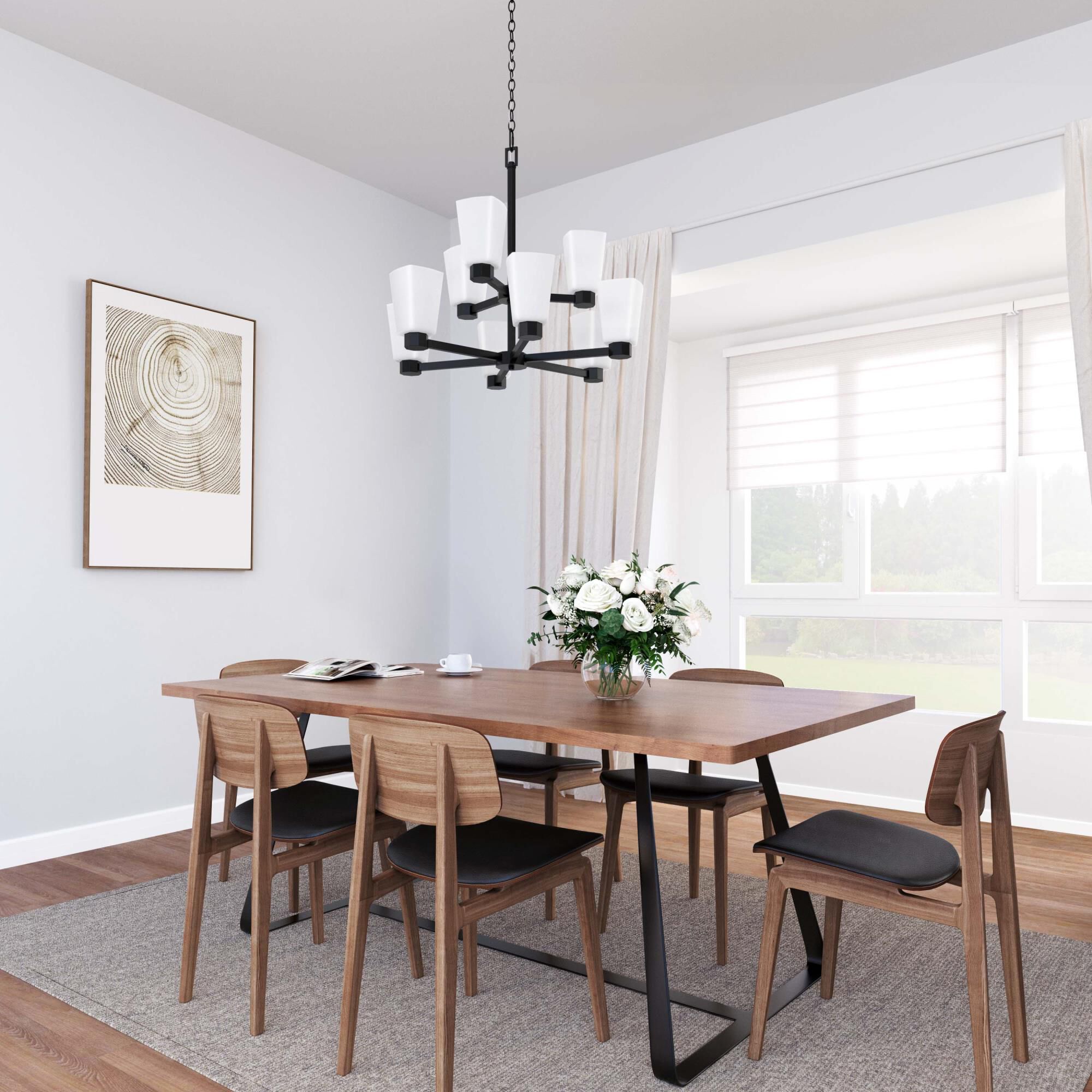 Shown in Matte Black finish and Frosted White glass