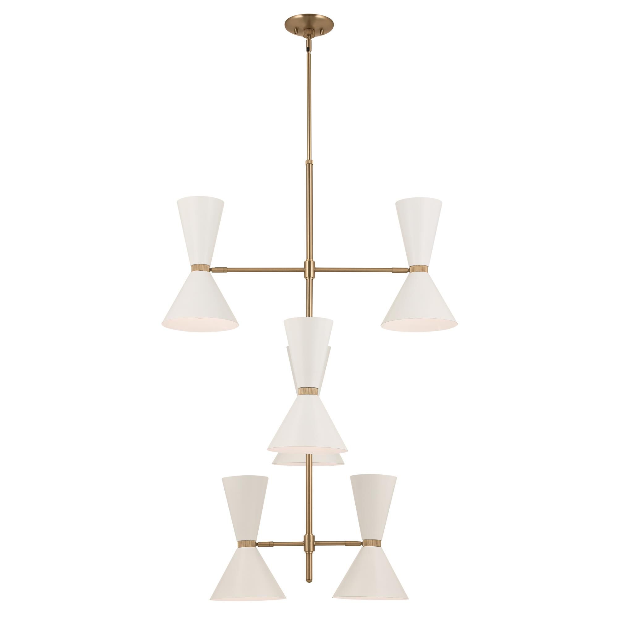 Shown in Champagne Bronze with White finish and Metal and Cone shade