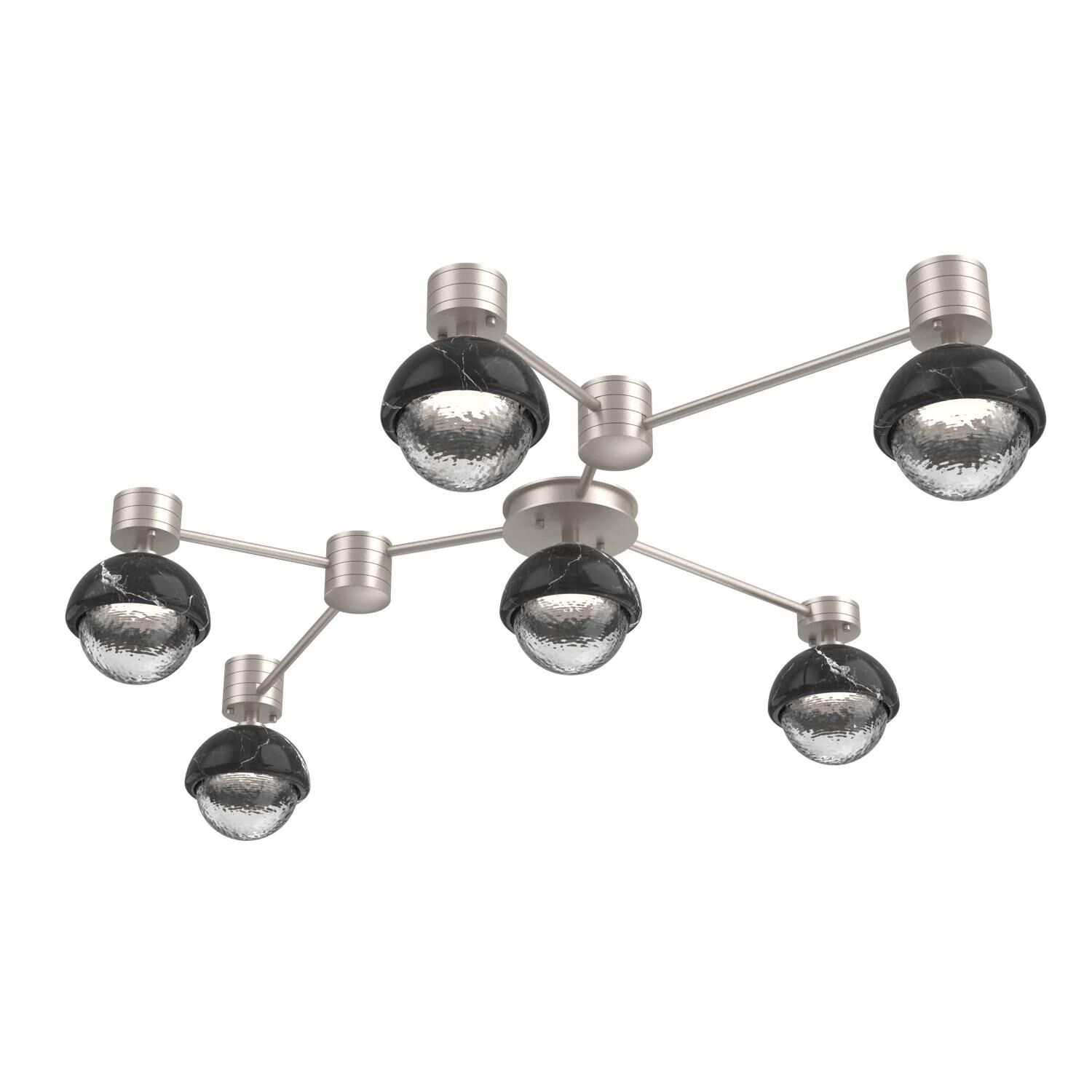 Shown in Beige Silver finish and Clear glass and Black Marble accent