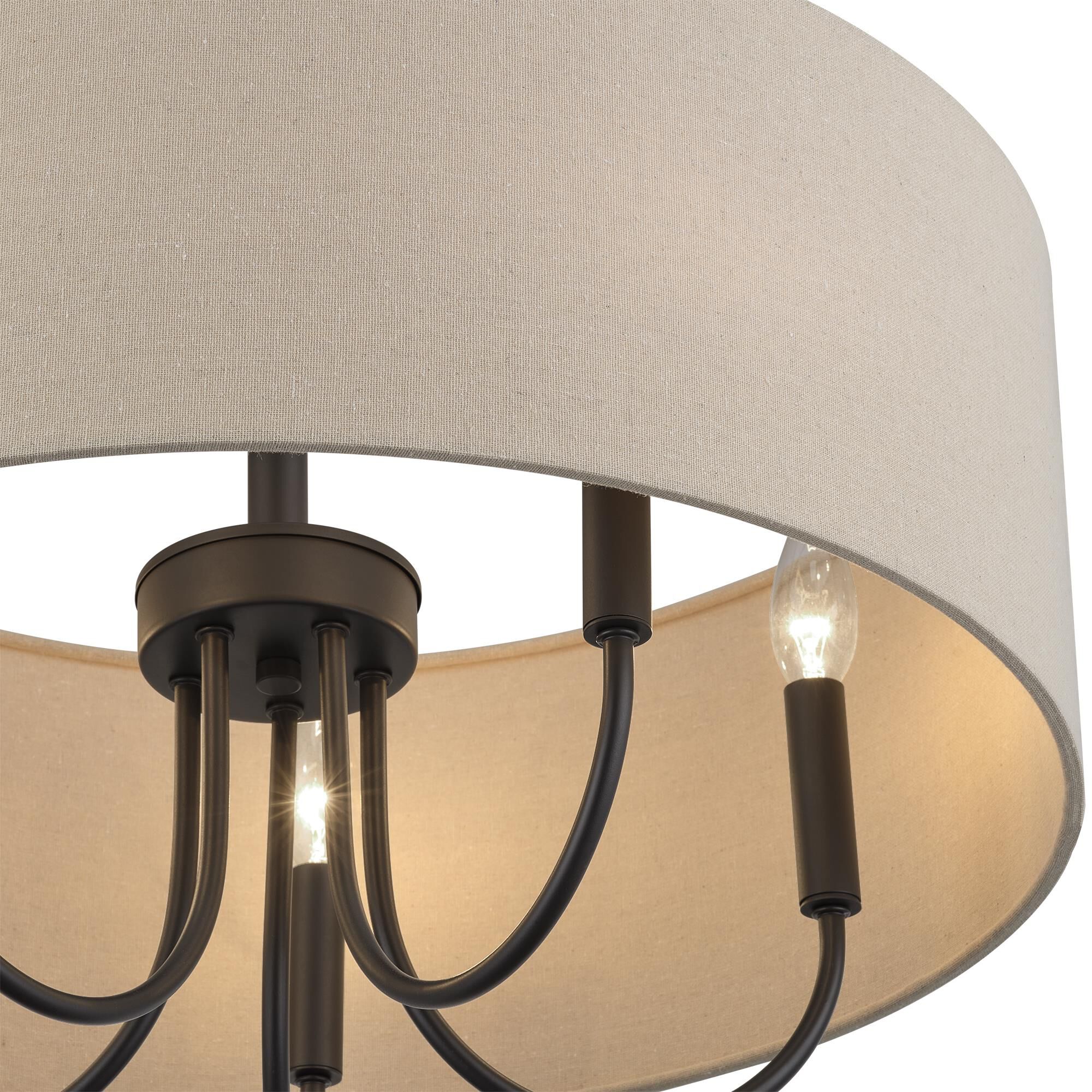 Shown in Bronze finish and Hand Crafted Parchment Color Hardback Fabric shade