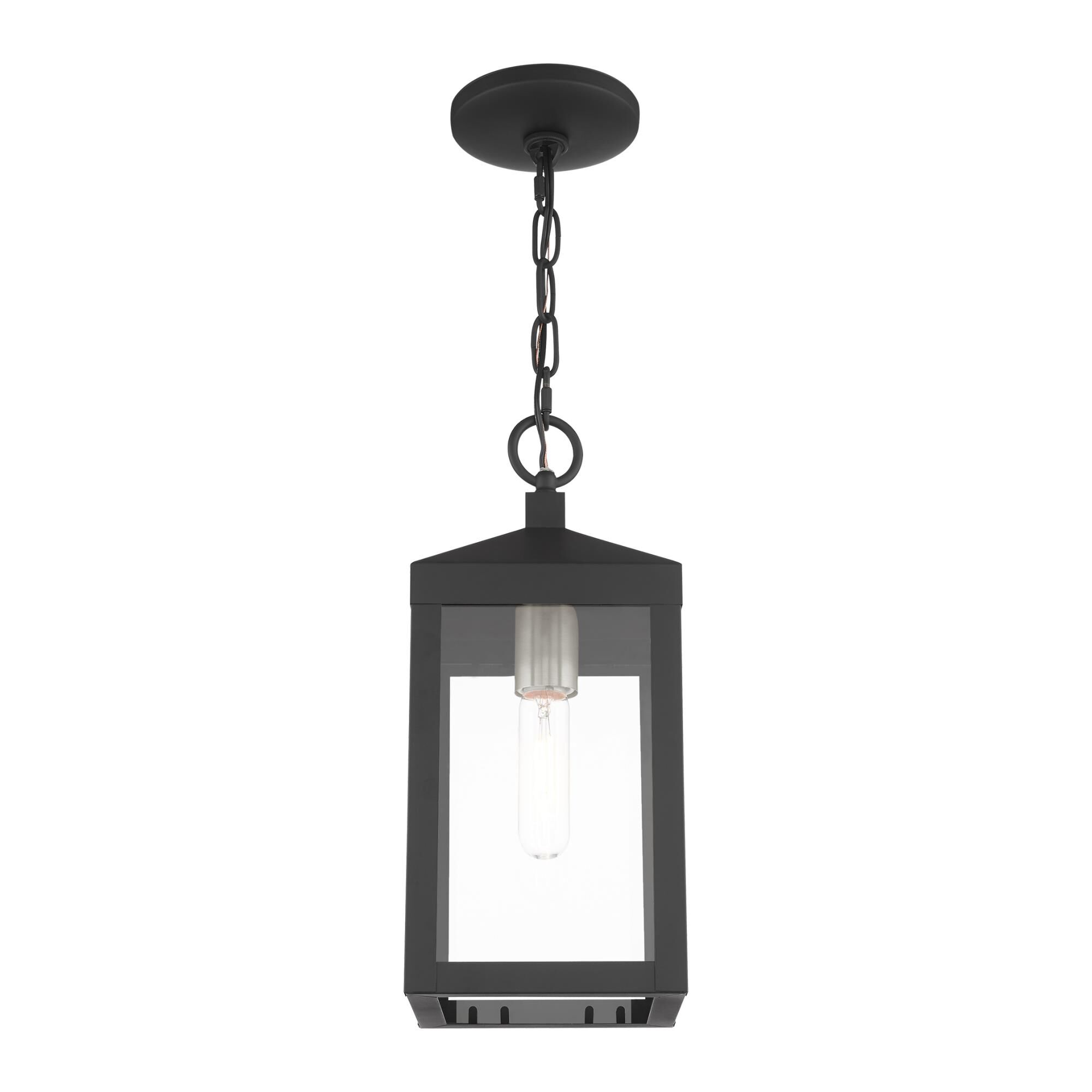 Shown in Black With Brushed Nickel Cluster finish and Clear glass and Clear Glass shade