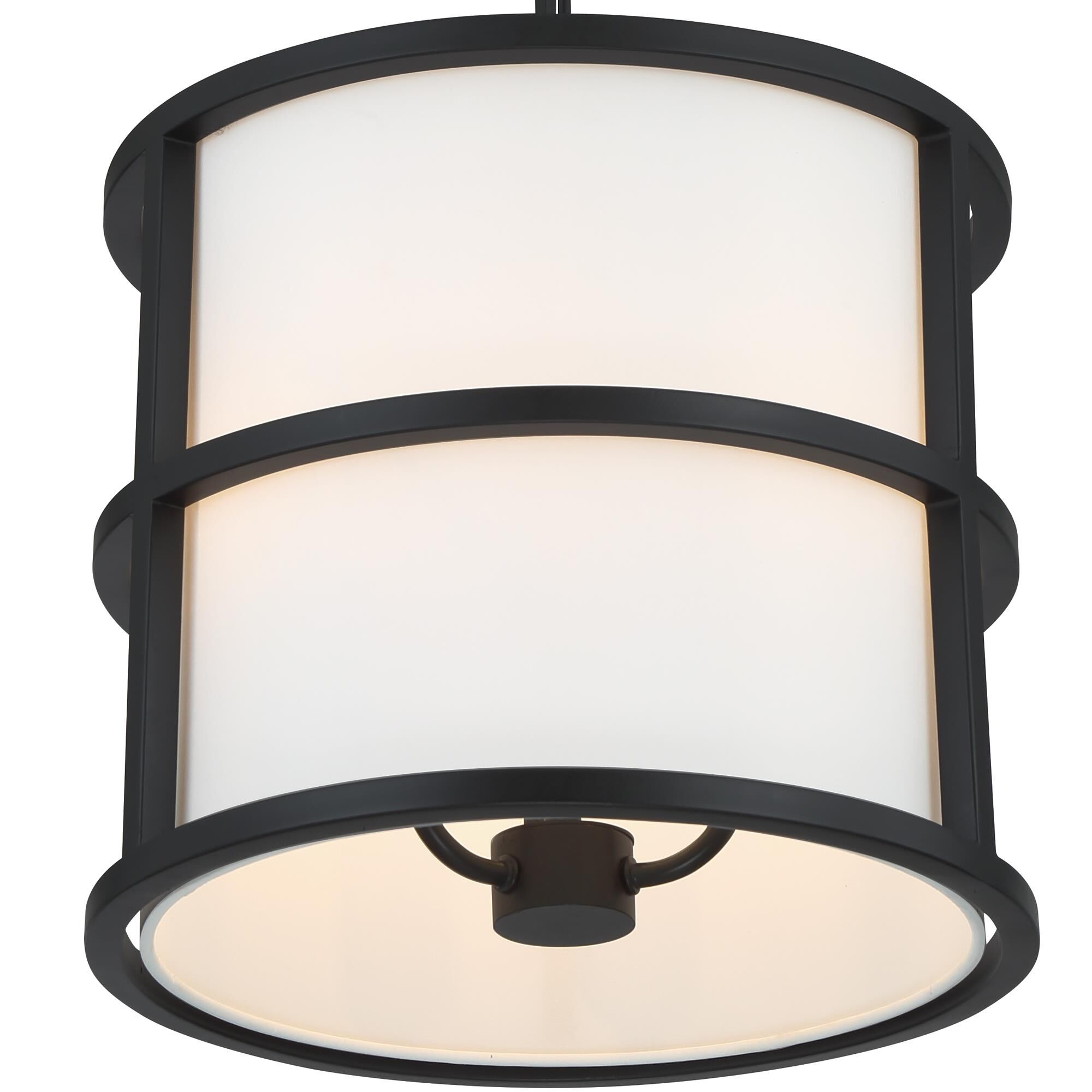 Shown in Matte Black finish and Fabric glass and Fabric shade