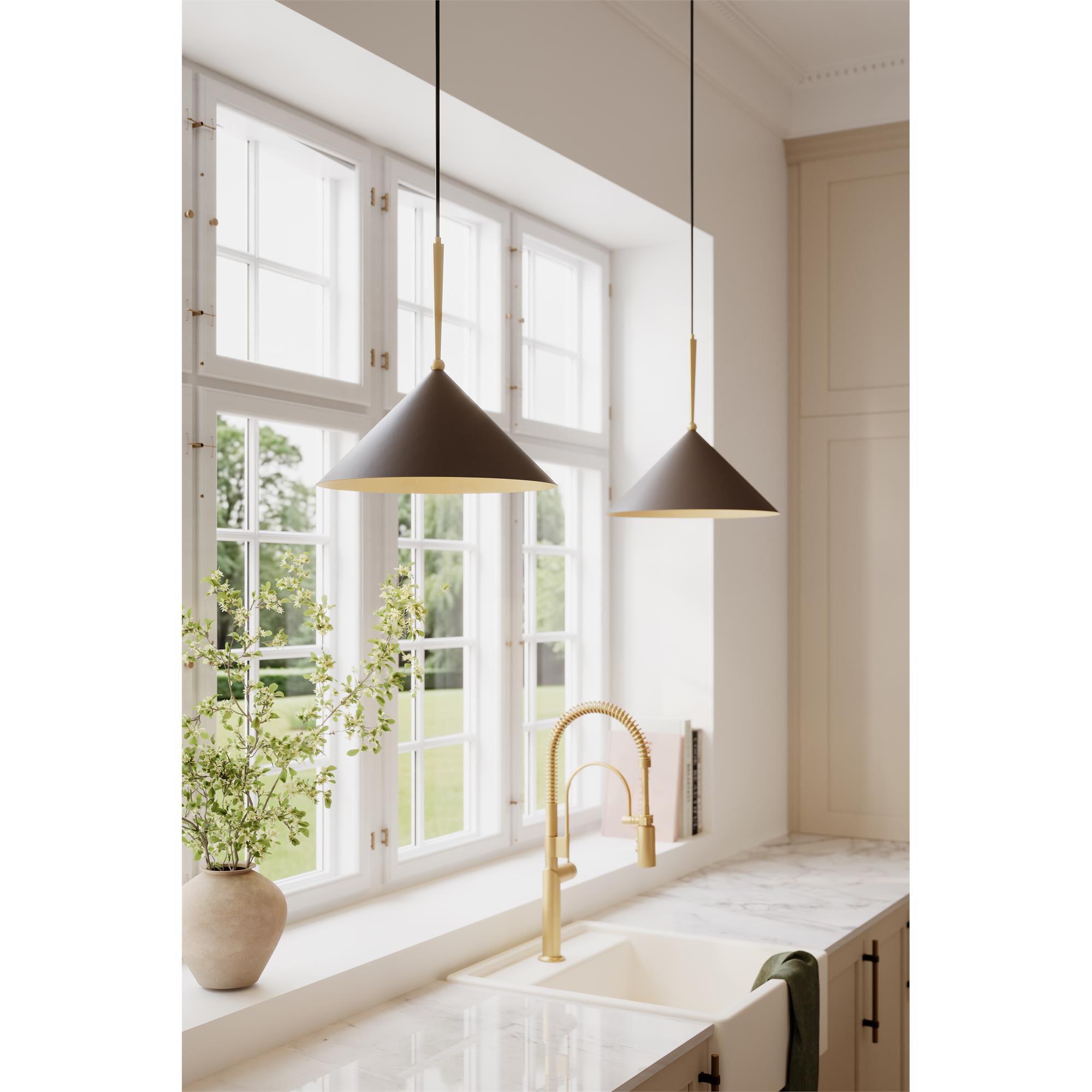 Shown in Legacy Brass and Dark Bronze finish
