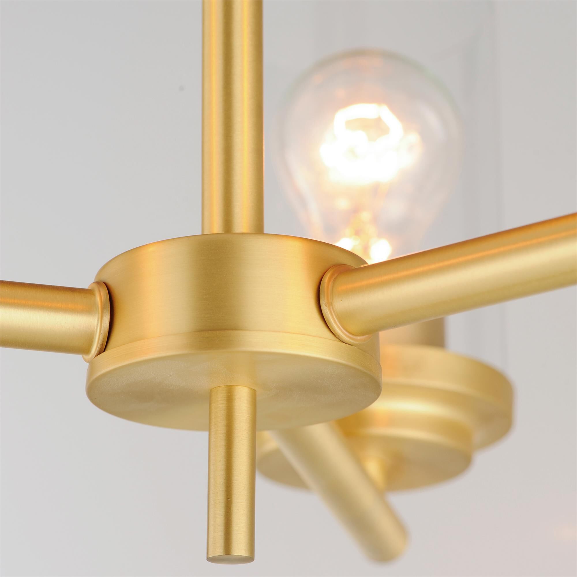 Shown in Satin Brass finish and Clear glass
