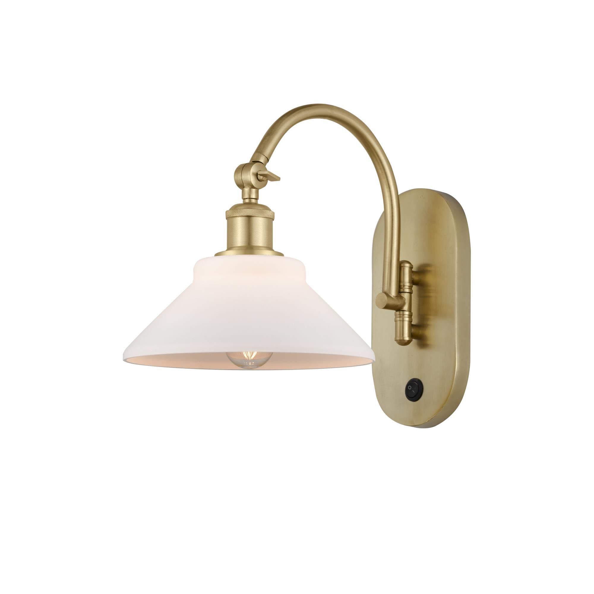 Shown in Satin Gold finish and Matte White glass