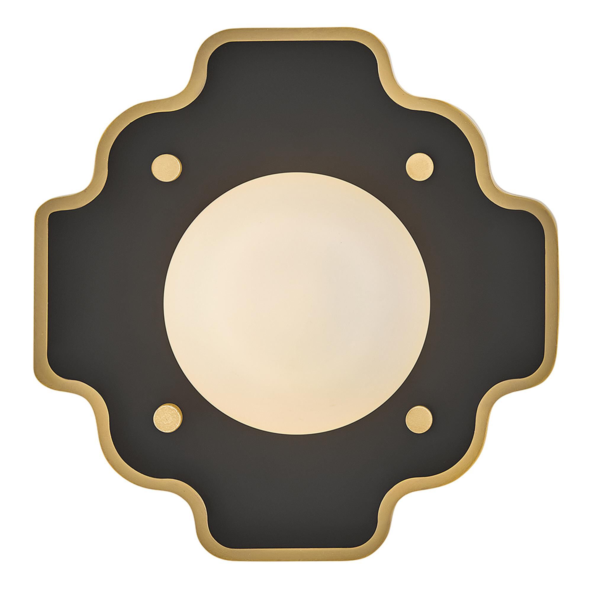 Shown in Gloss Black with Heritage Brass finish and Etched Opal glass