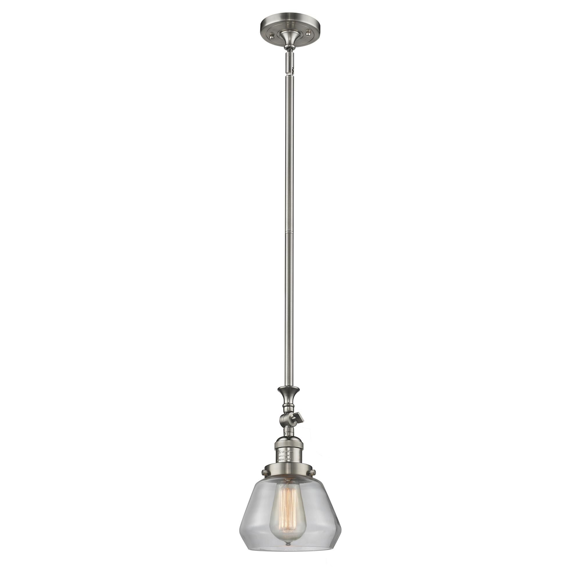 Shown in Brushed Satin Nickel finish and Clear glass