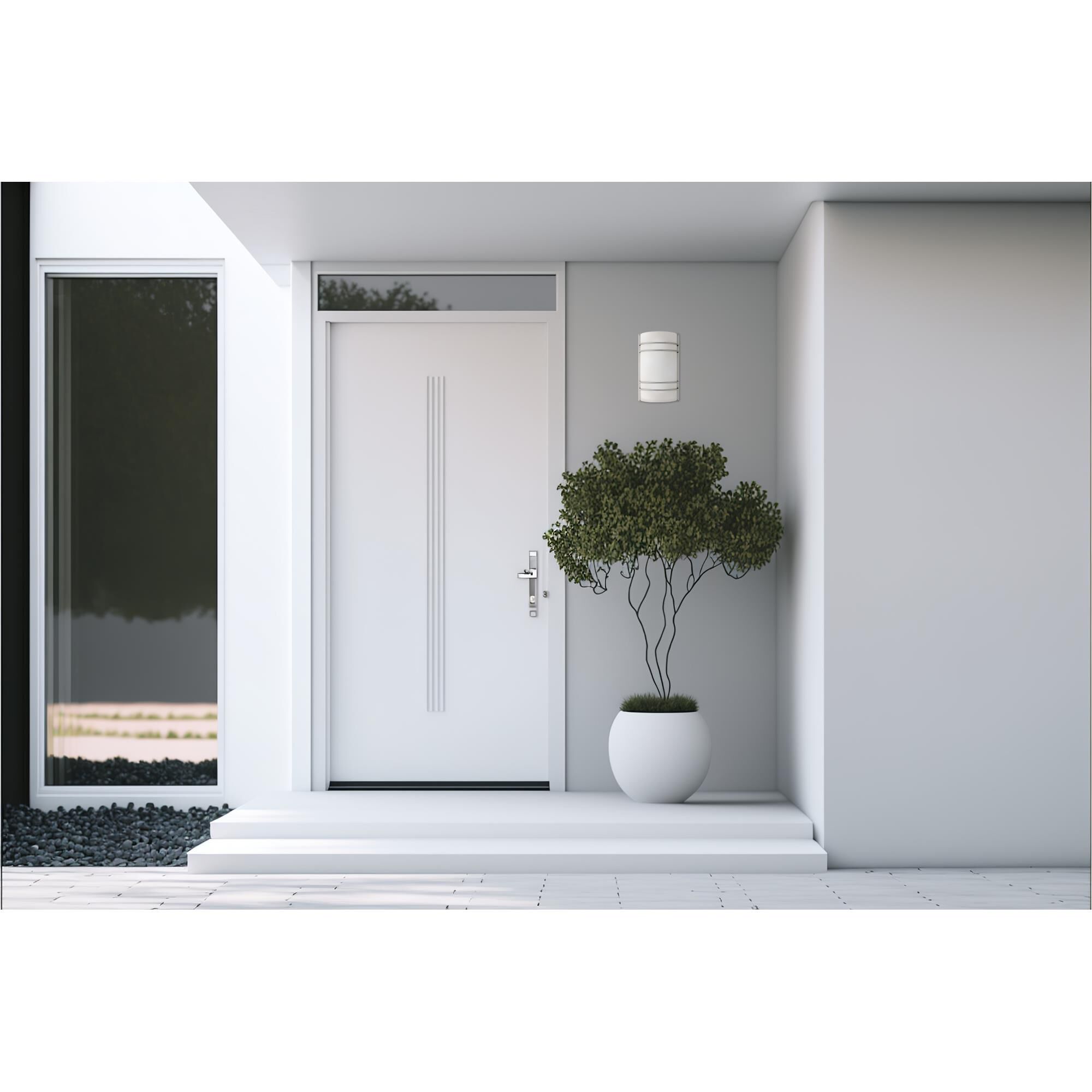 Shown in Brushed Steel  finish and Opal  glass