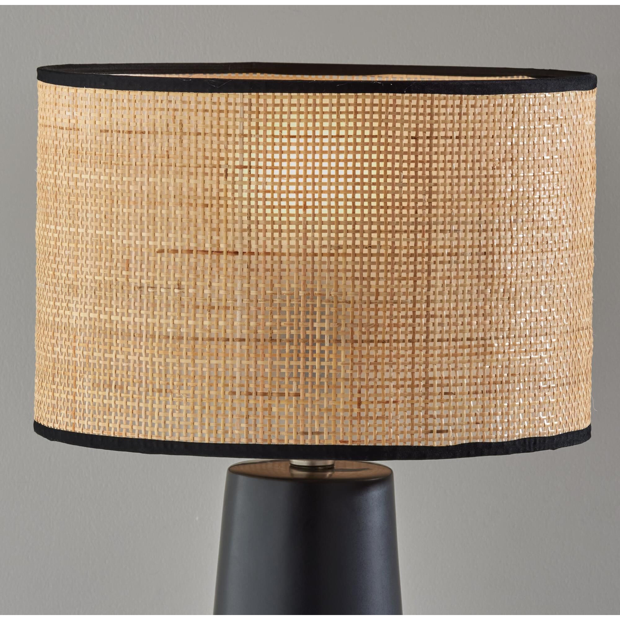 Shown in Black finish and Rattan shade