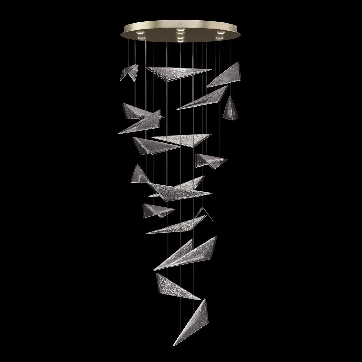 Shown in Gold finish and Clear Hammered glass