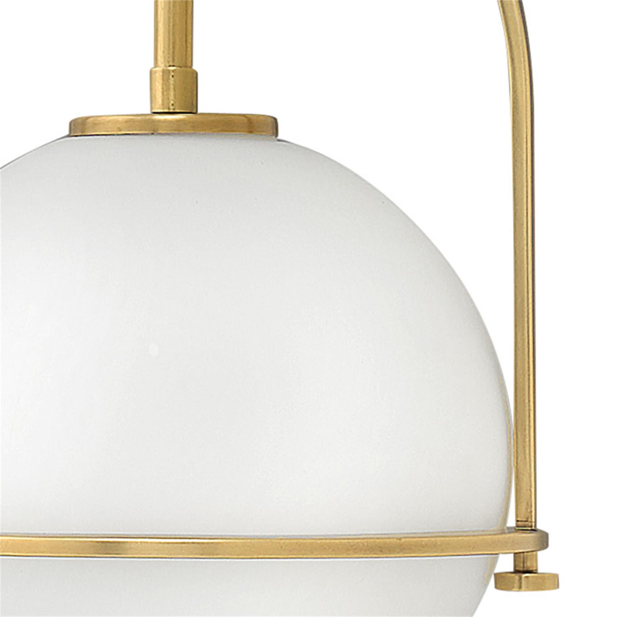 Shown in Heritage Brass finish and Etched Opal glass