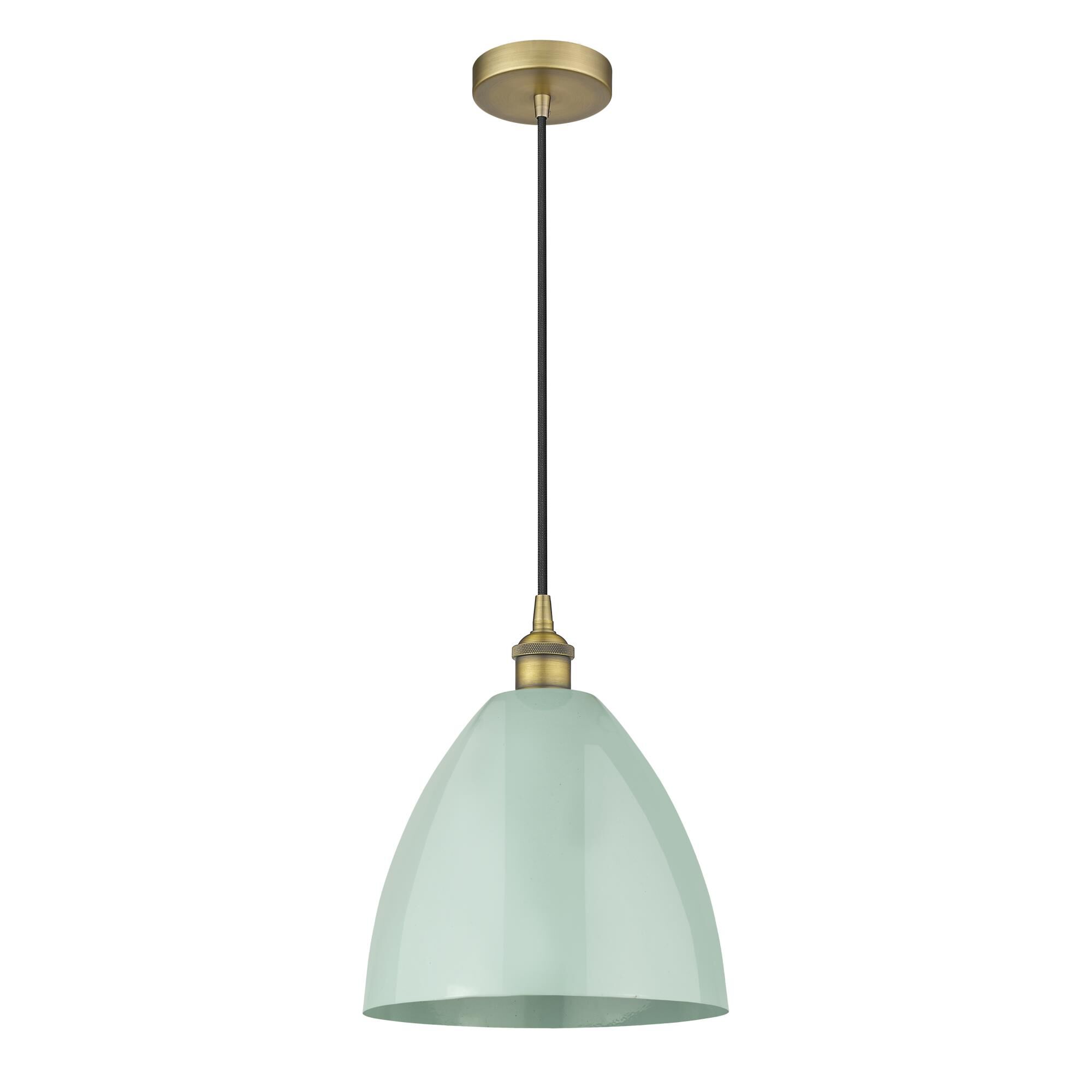 Shown in Brushed Brass finish and Seafoam Plymouth Dome shade