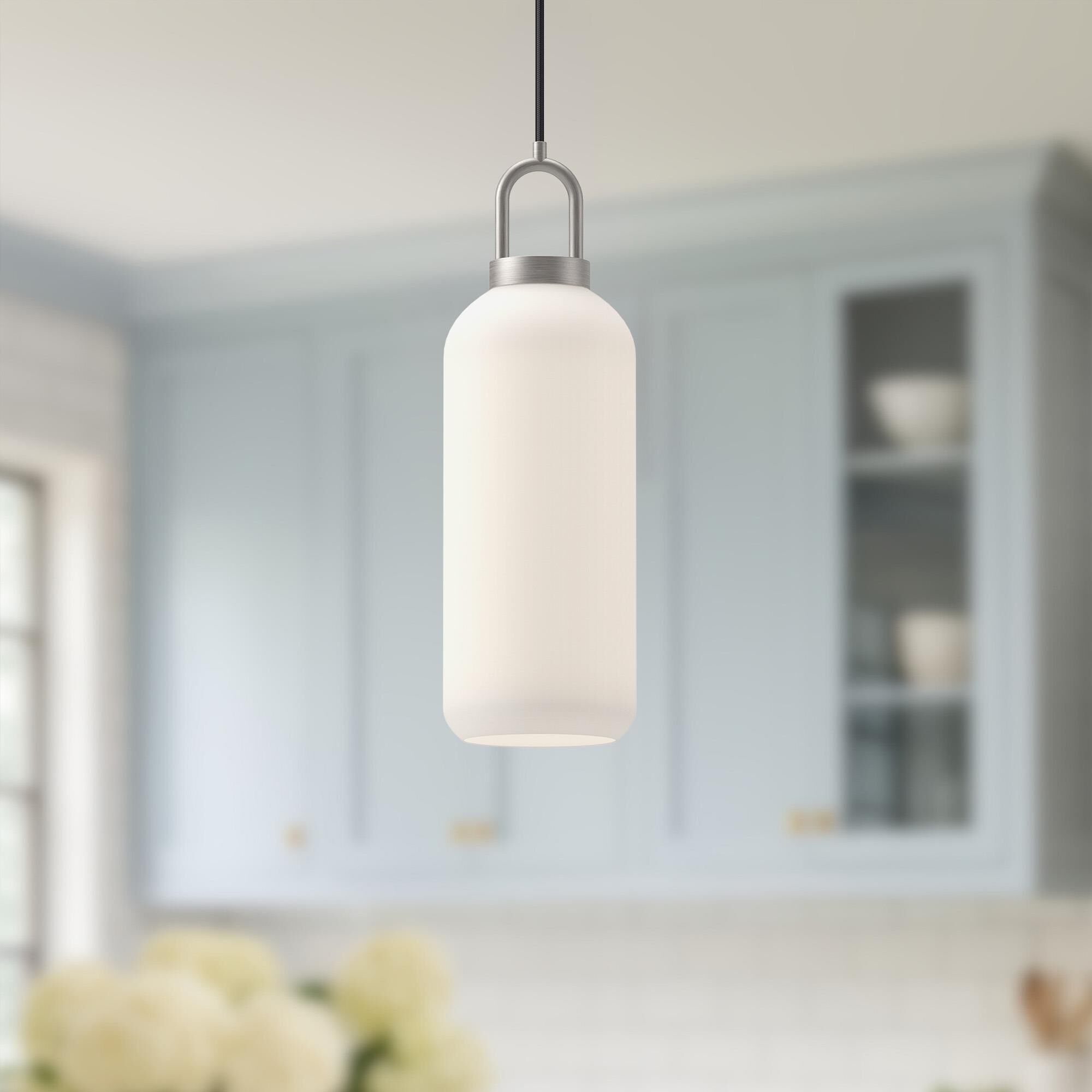 Shown in Brushed Nickel finish and Opal Matte glass