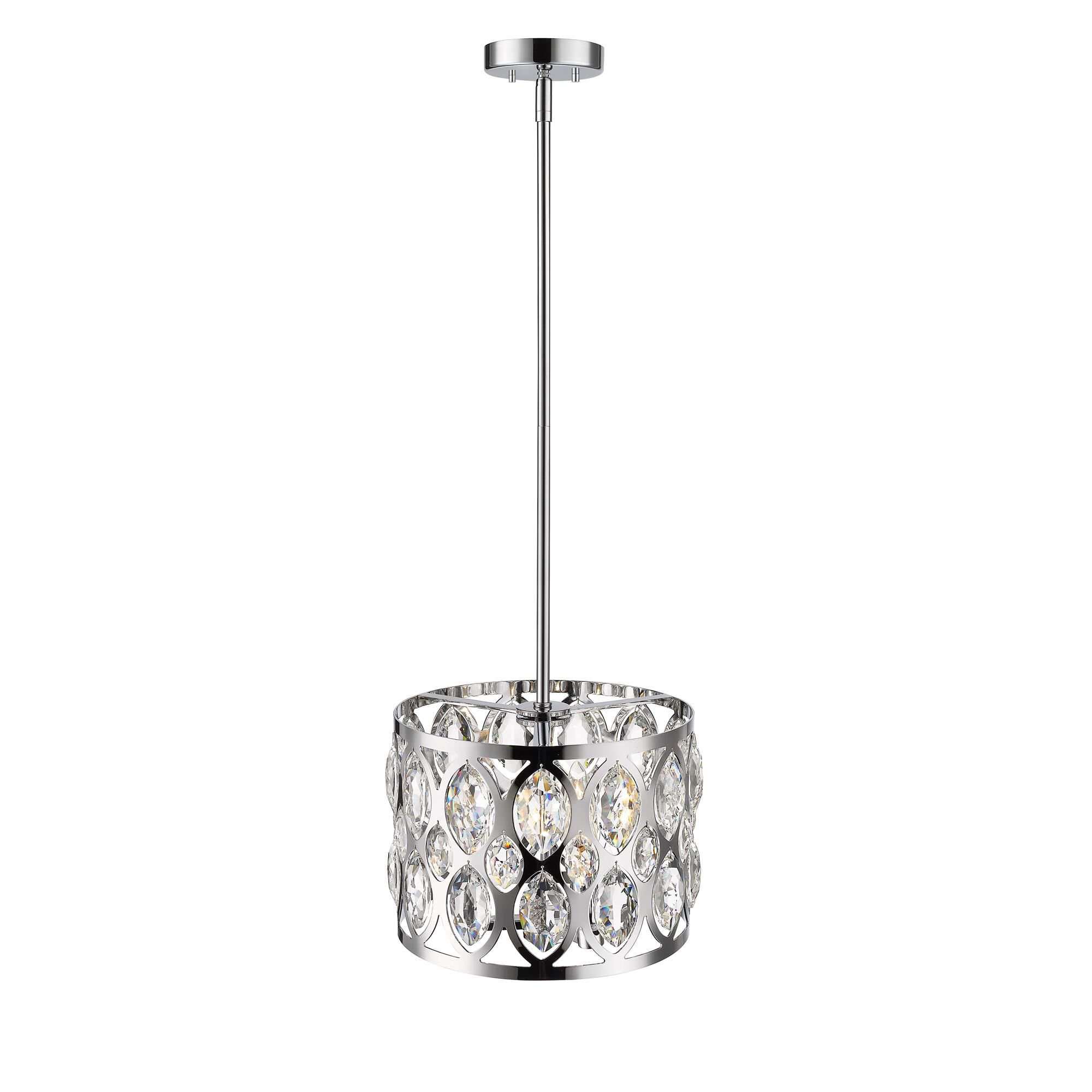 Shown in Chrome finish and Crystal glass and Crystal shade