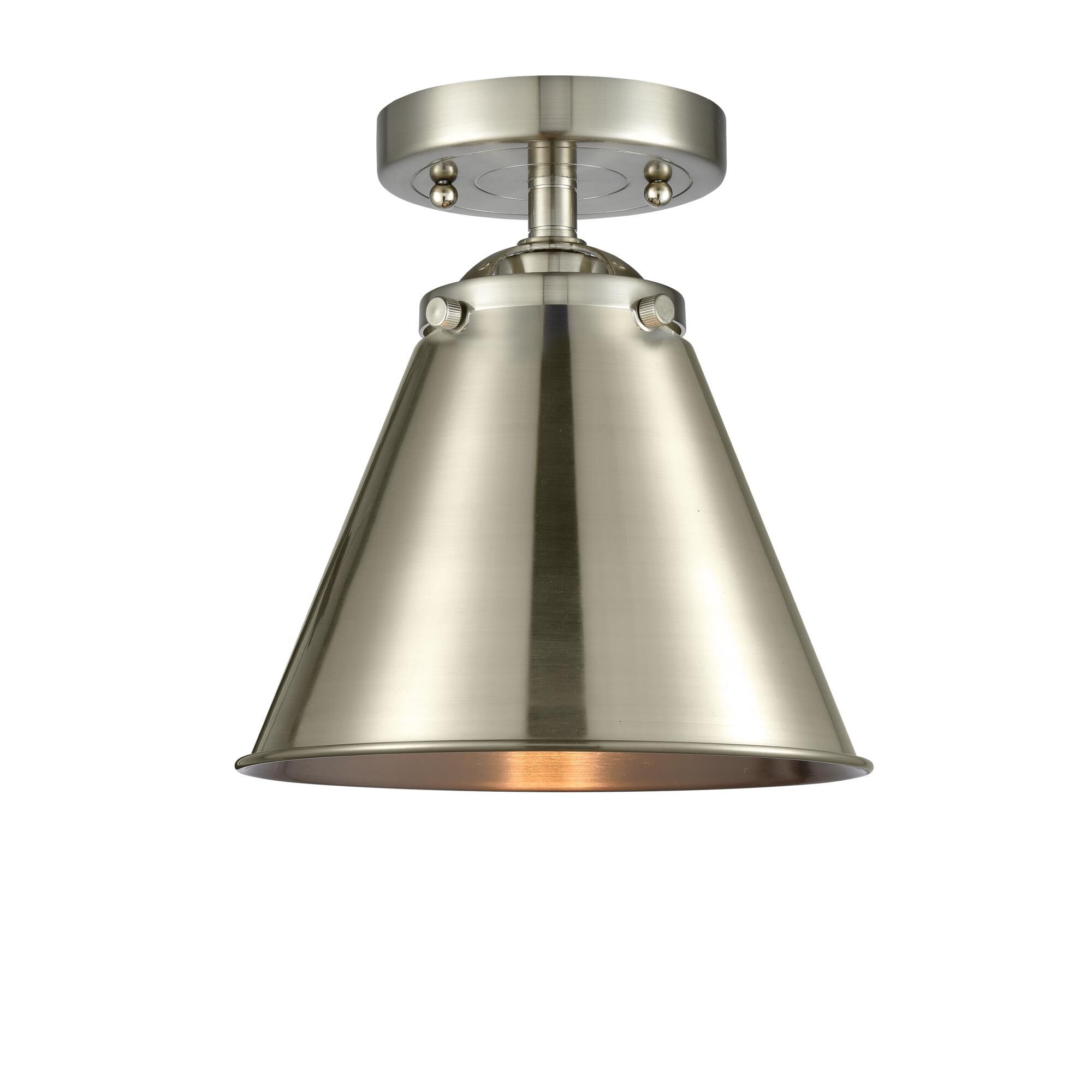 Shown in Brushed Satin Nickel finish and Metal - Brushed Satin Nickel shade
