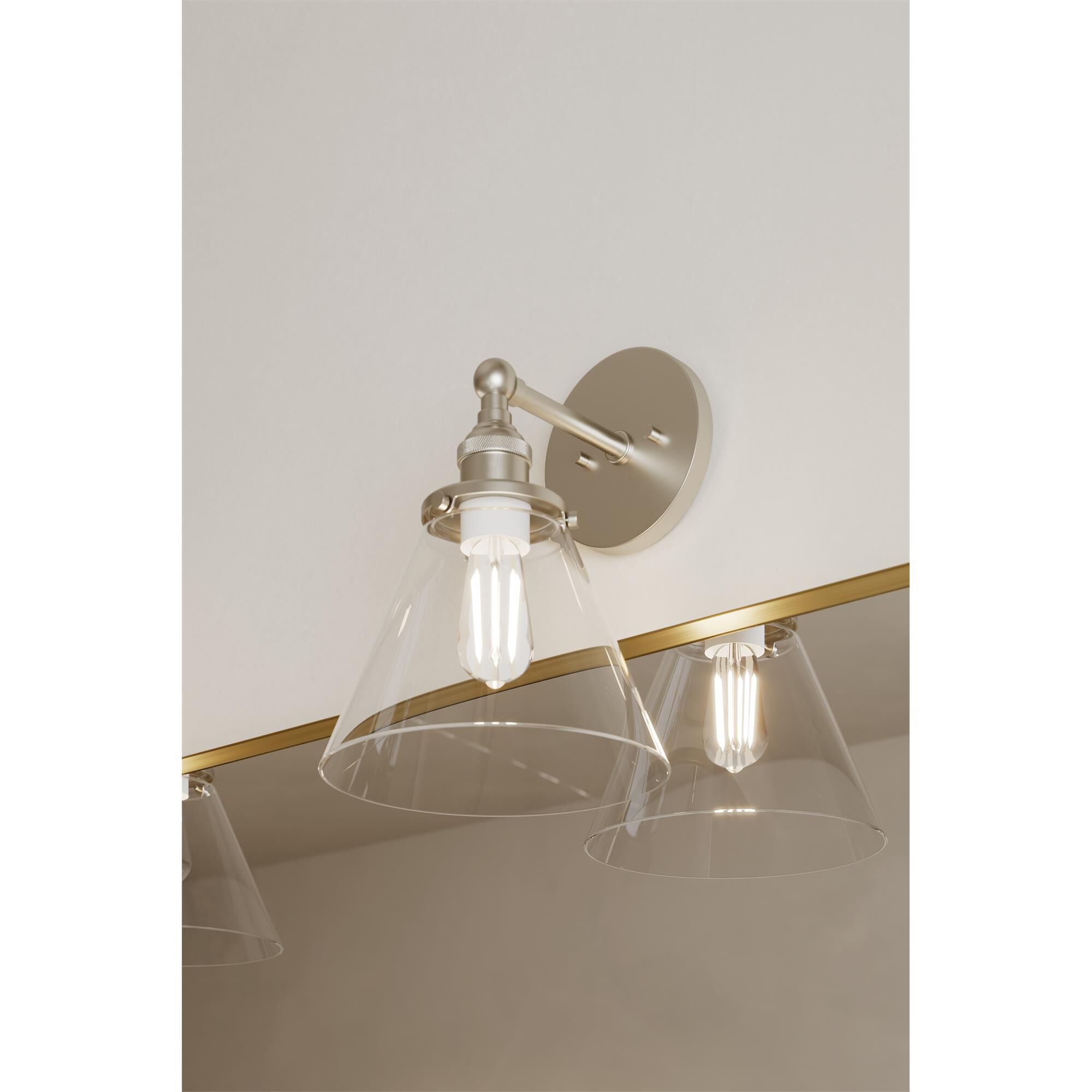 Shown in Brushed Nickel finish and Clear glass