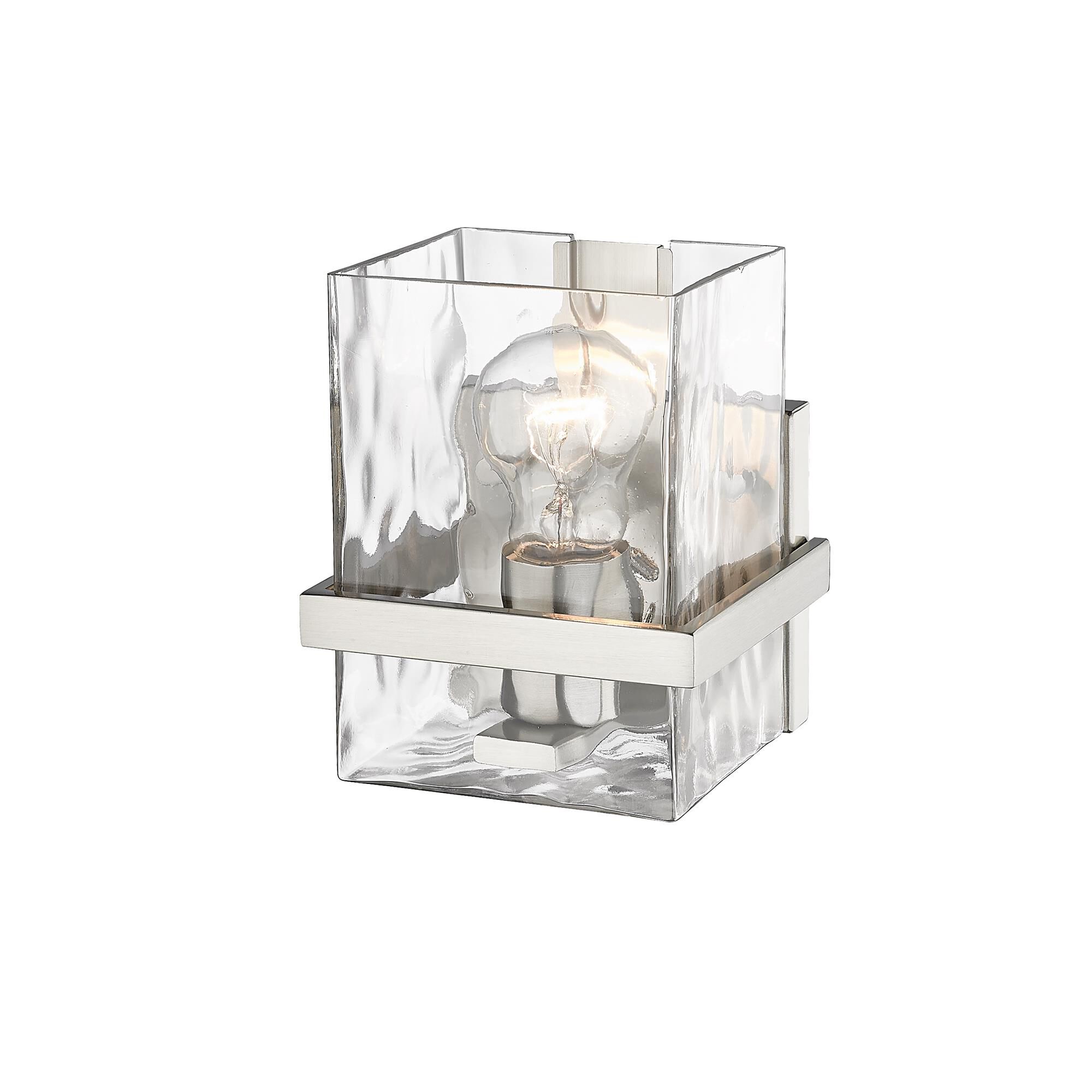 Shown in Brushed Nickel finish and Glass shade
