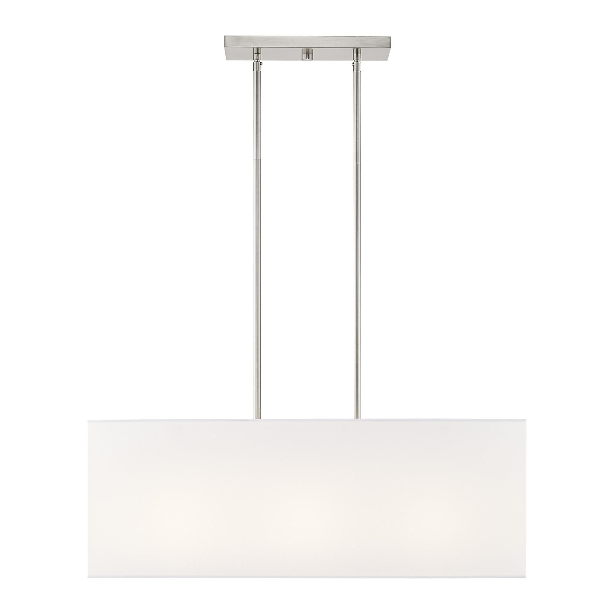 Shown in Brushed Nickel finish and Hand Crafted Off-White Fabric Outside & White Fabric Inside Hardback shade
