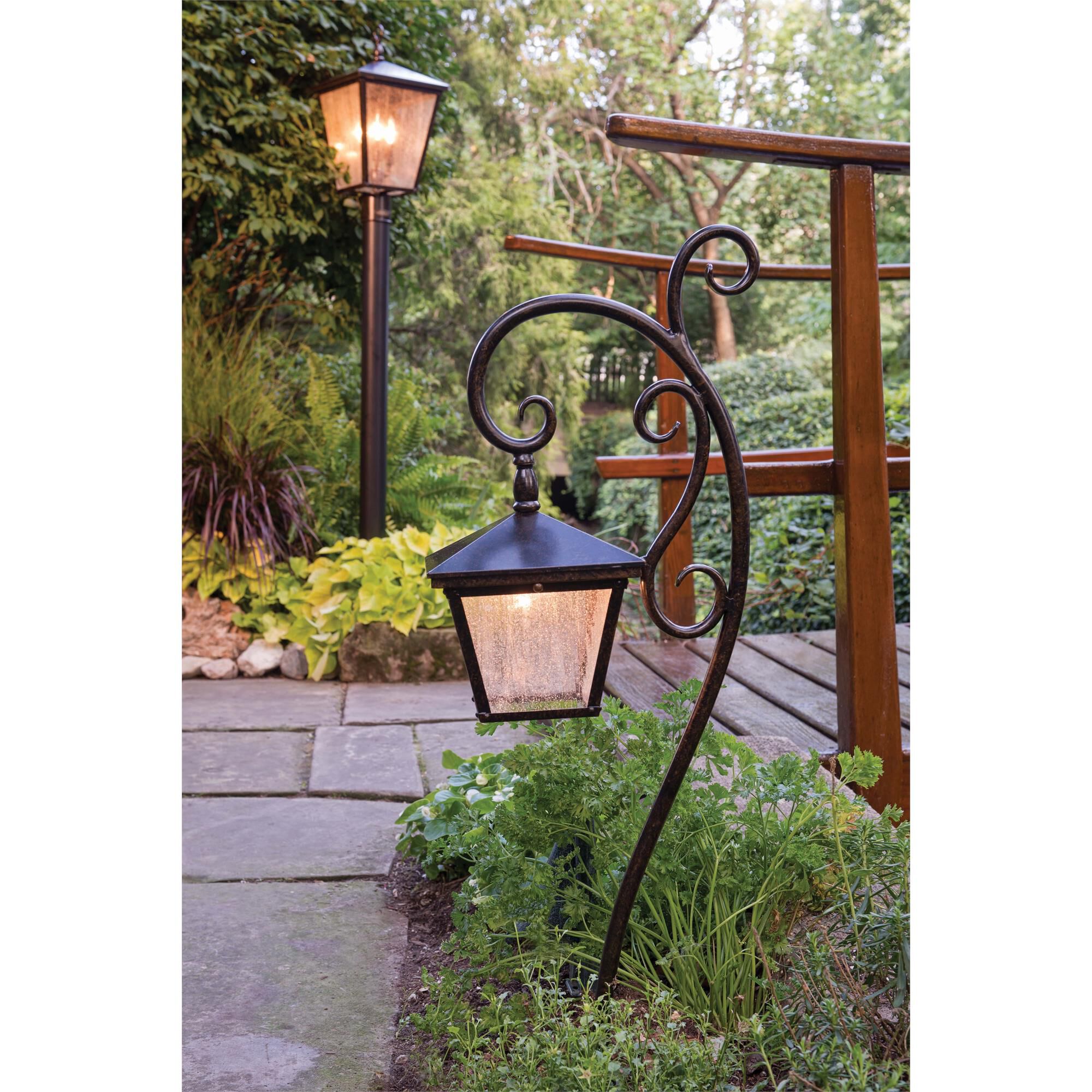 Shown in Regency Bronze finish and Clear Seedy glass