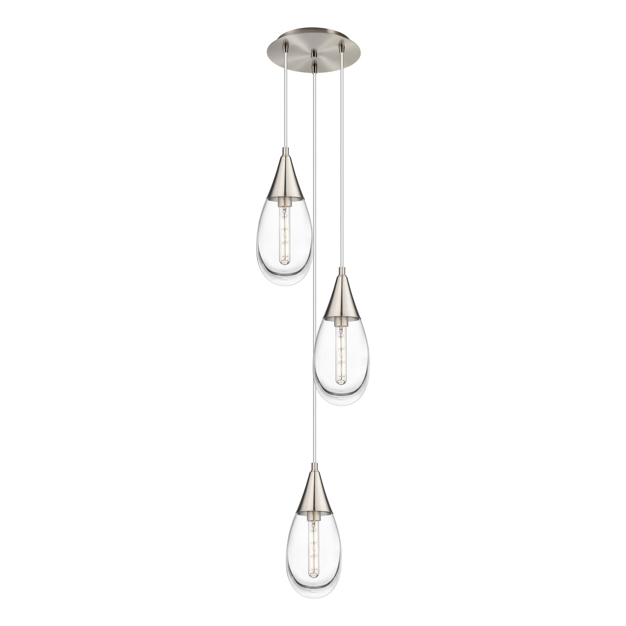 Shown in Brushed Satin Nickel finish and Clear glass and Clear Glass shade