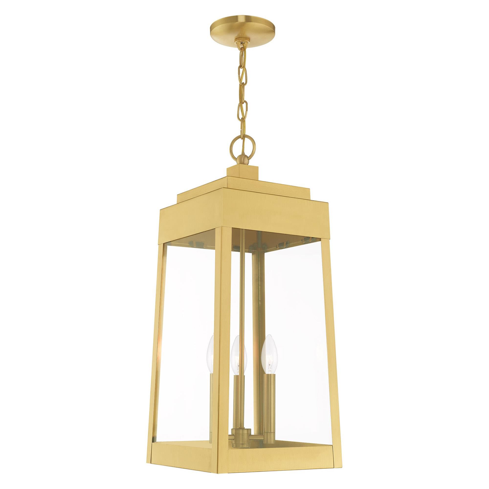 Shown in Satin Brass finish and Clear glass