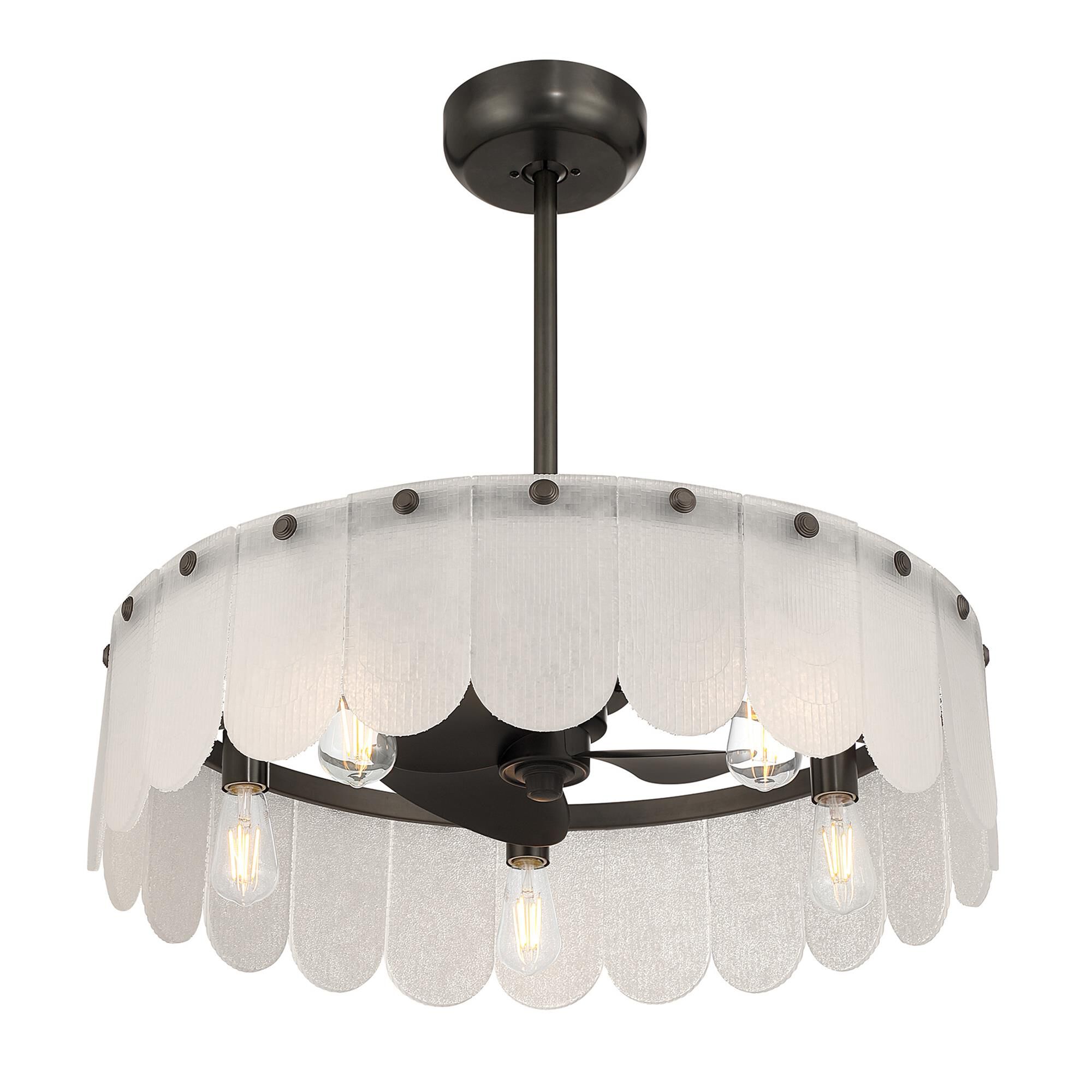 Shown in Mediterranean Bronze finish and Frosted Sugar glass