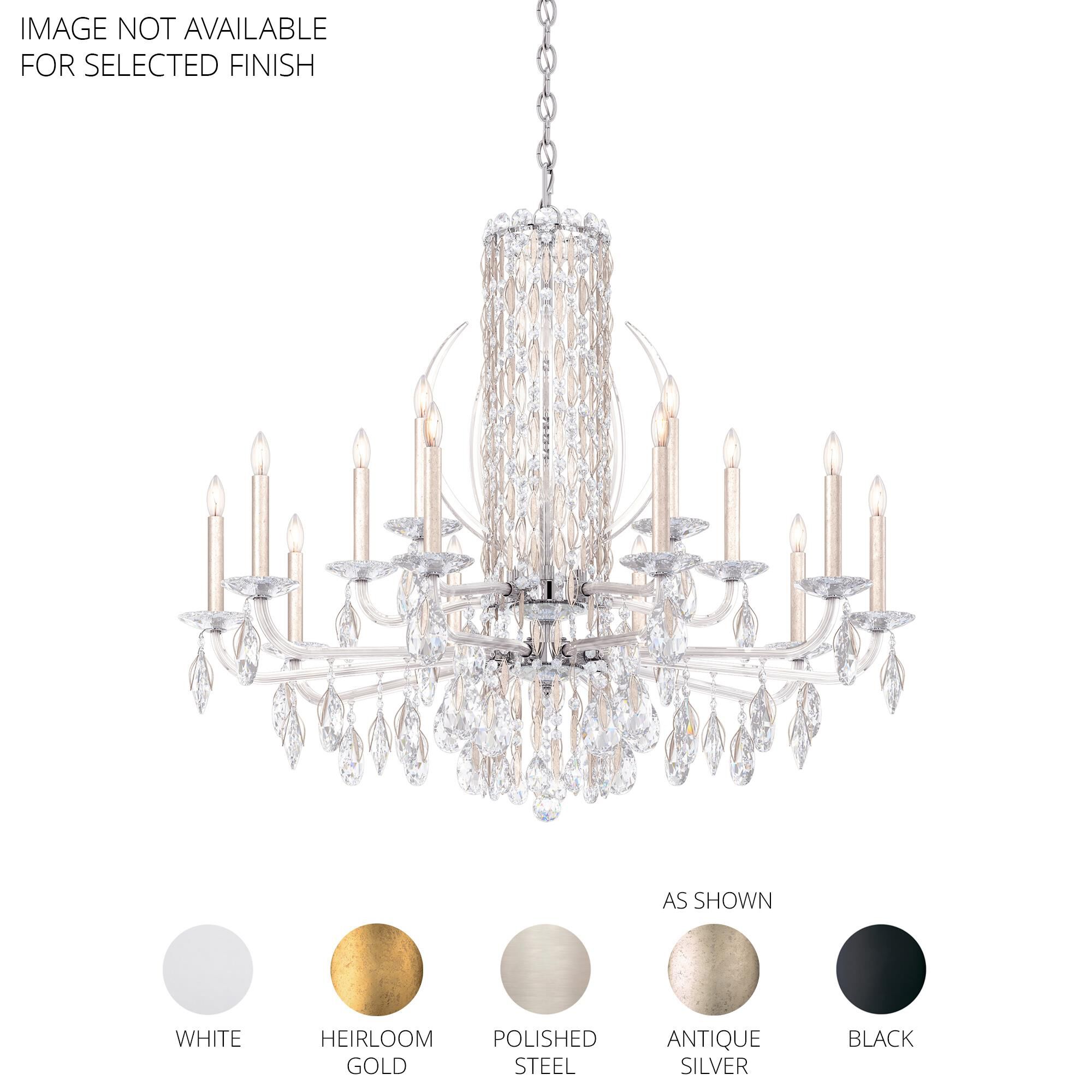Shown in Black finish and Clear Radiance crystal