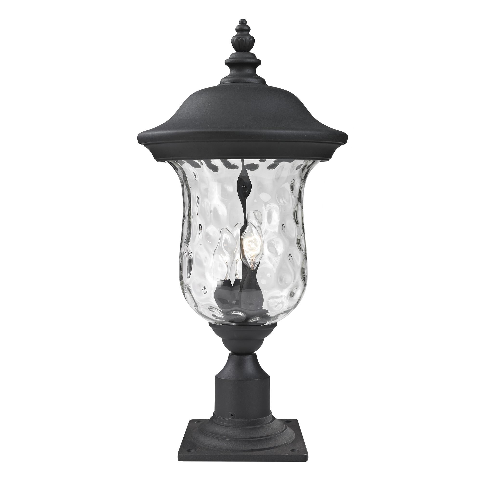 Shown in Black finish and Glass shade