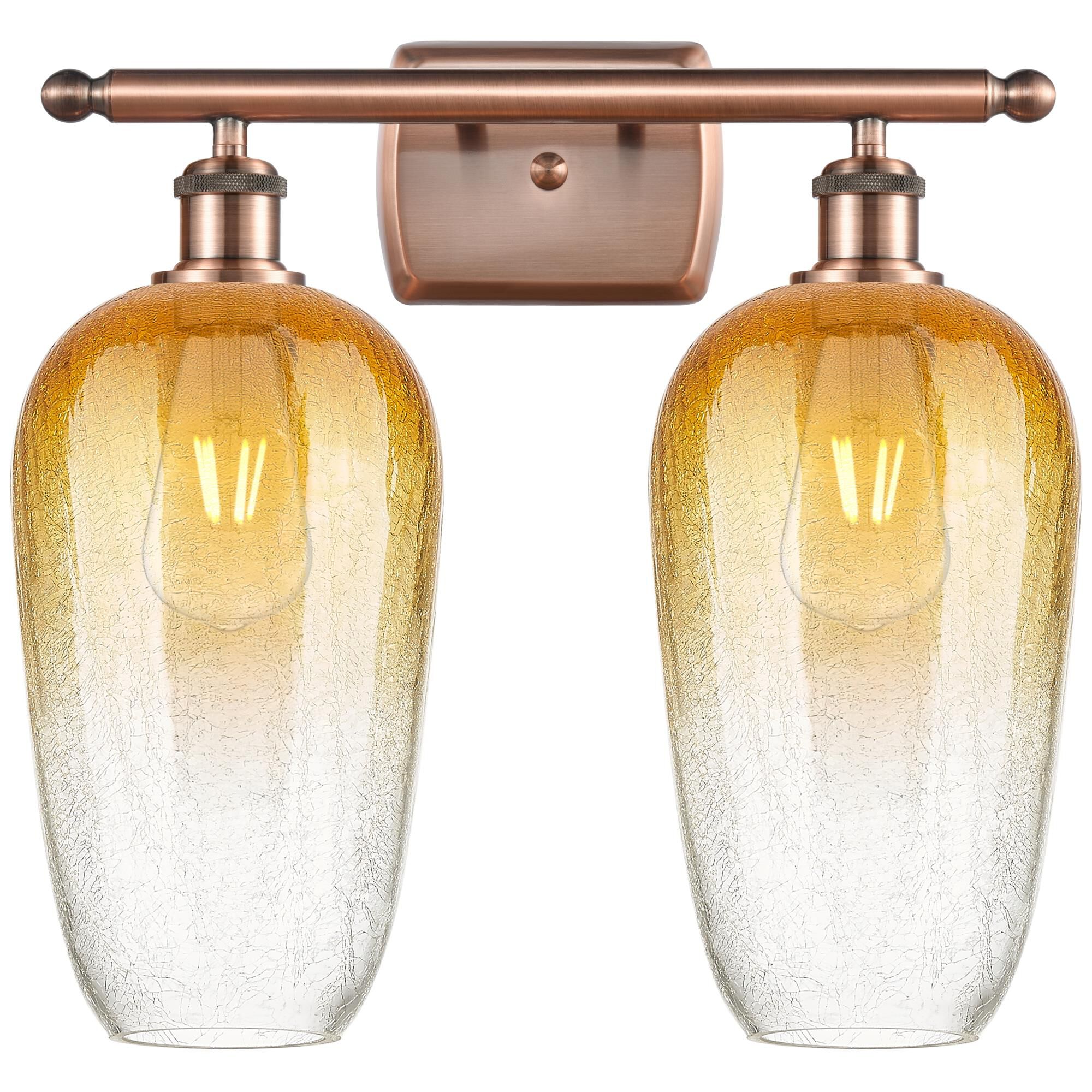 Shown in Antique Copper finish and Amber glass