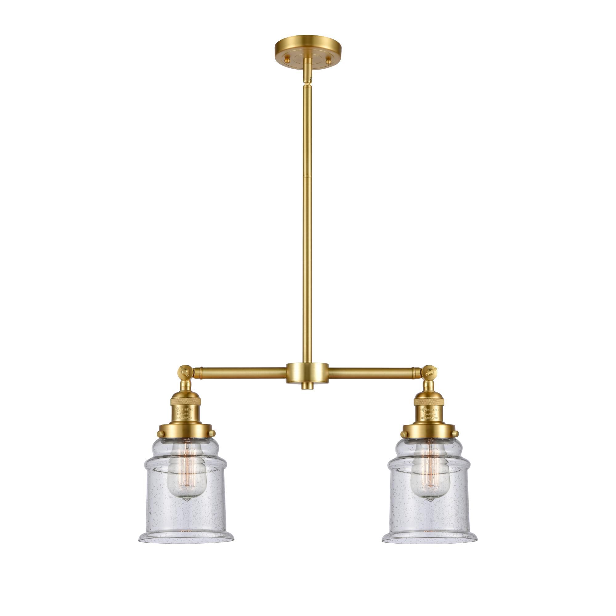 Shown in Satin Gold finish and Seedy Canton glass
