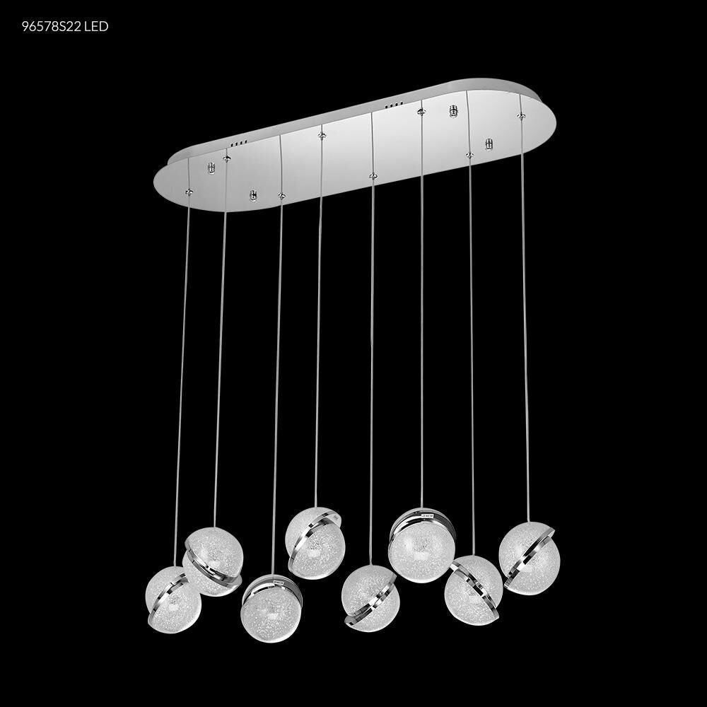 Crystal Ice Collection 34 Inch 8 Light LED Linear Suspension Light by James R. Moder