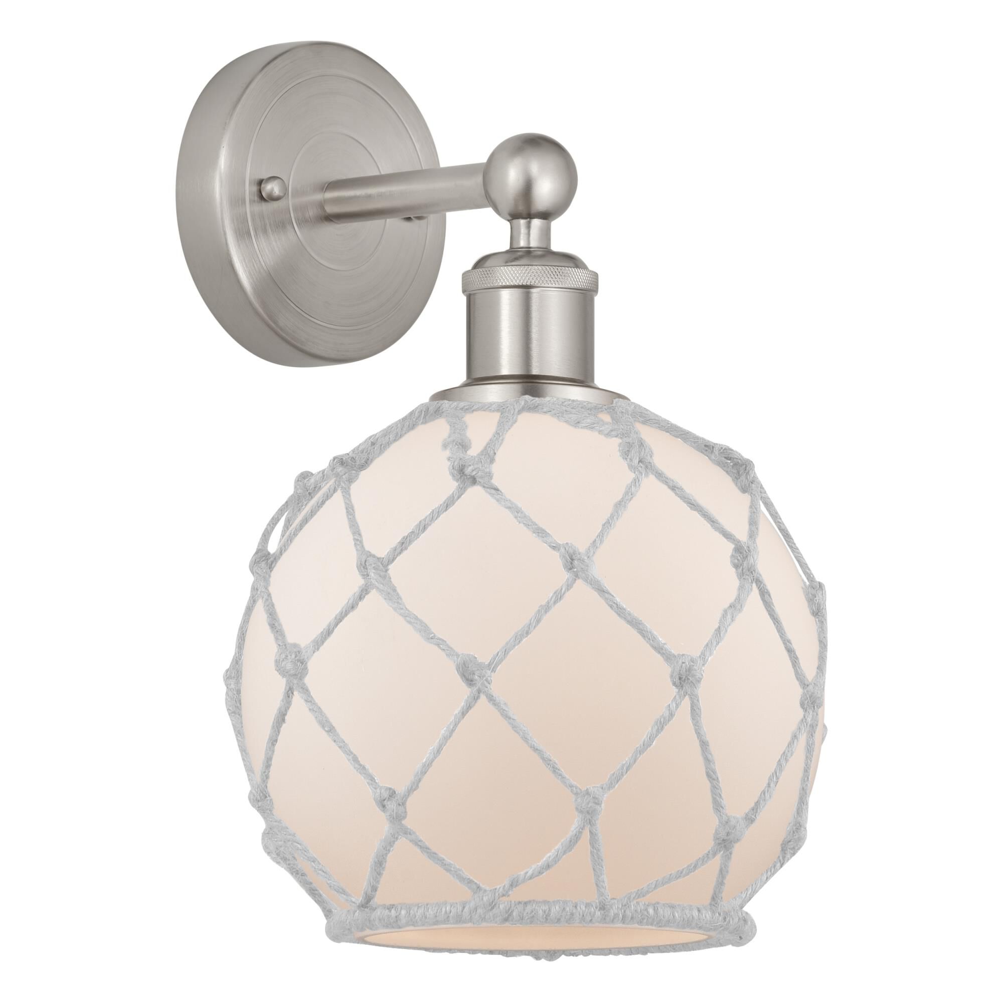 Shown in Brushed Satin Nickel finish and White with White Rope glass