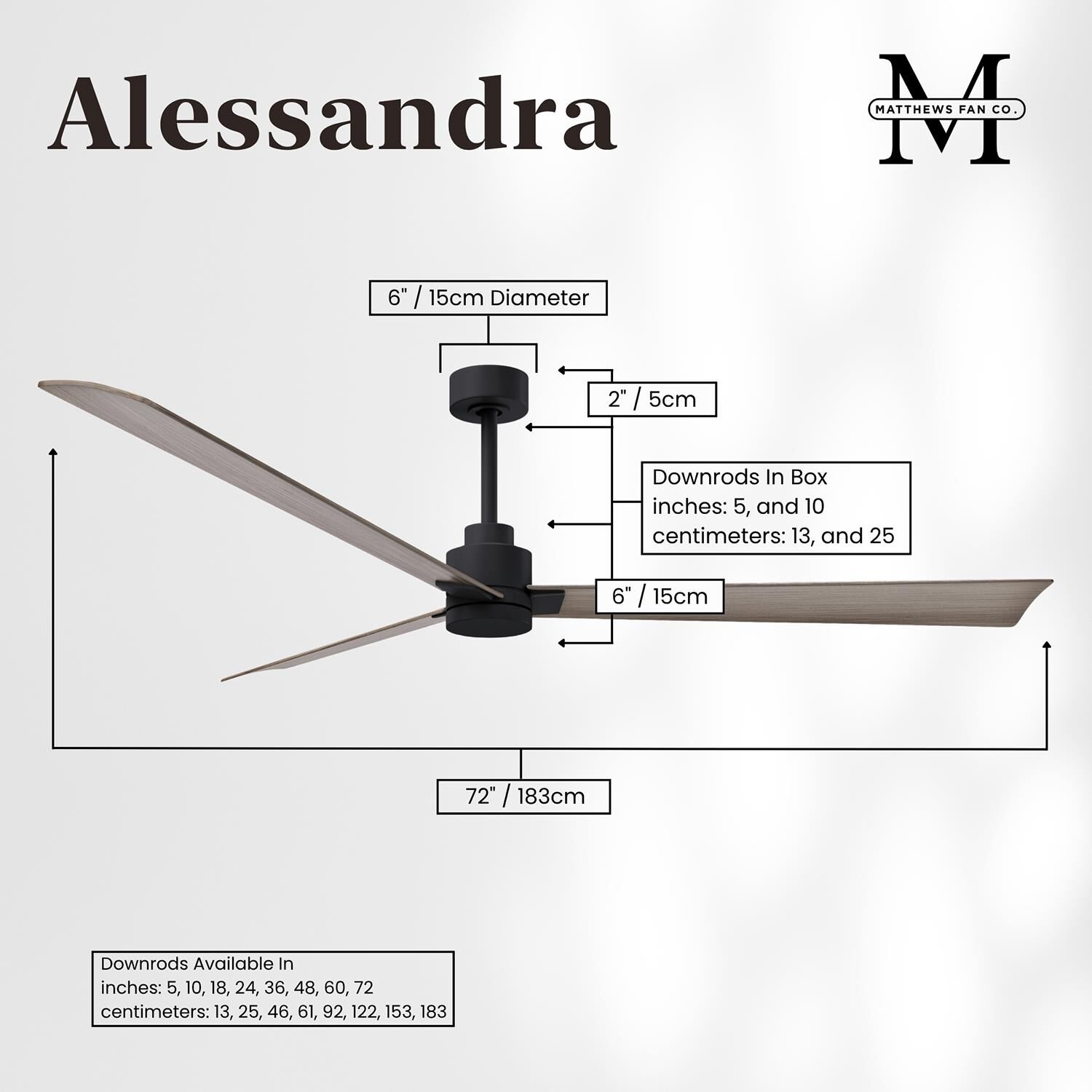 Alessandra 72 Inch Ceiling Fan by Matthews Fan Company