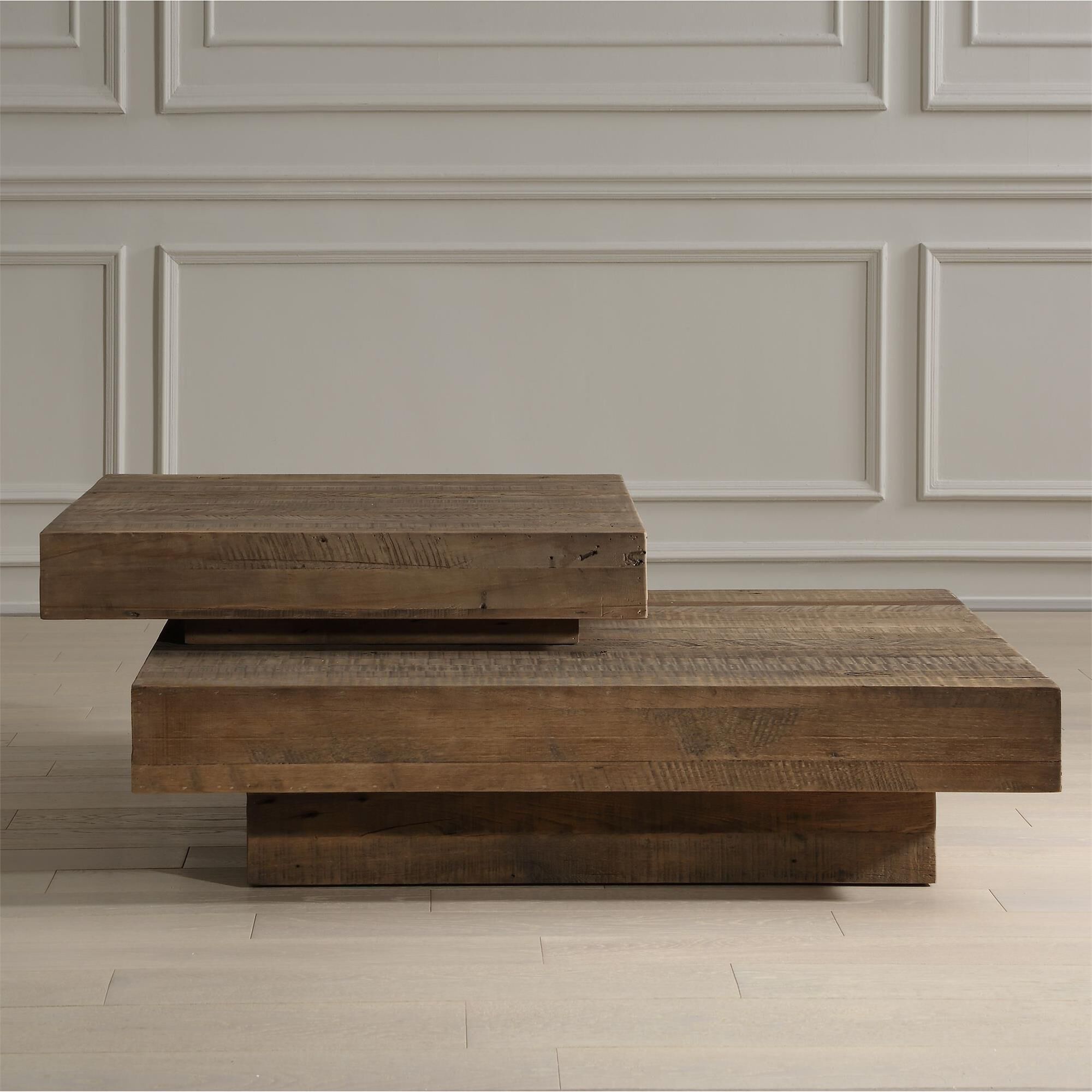 Shown in An Organic Coffee Table Constructed Of Reclaimed Oak. Its Natural And Unique Wood Grain With Hewn Ma finish
