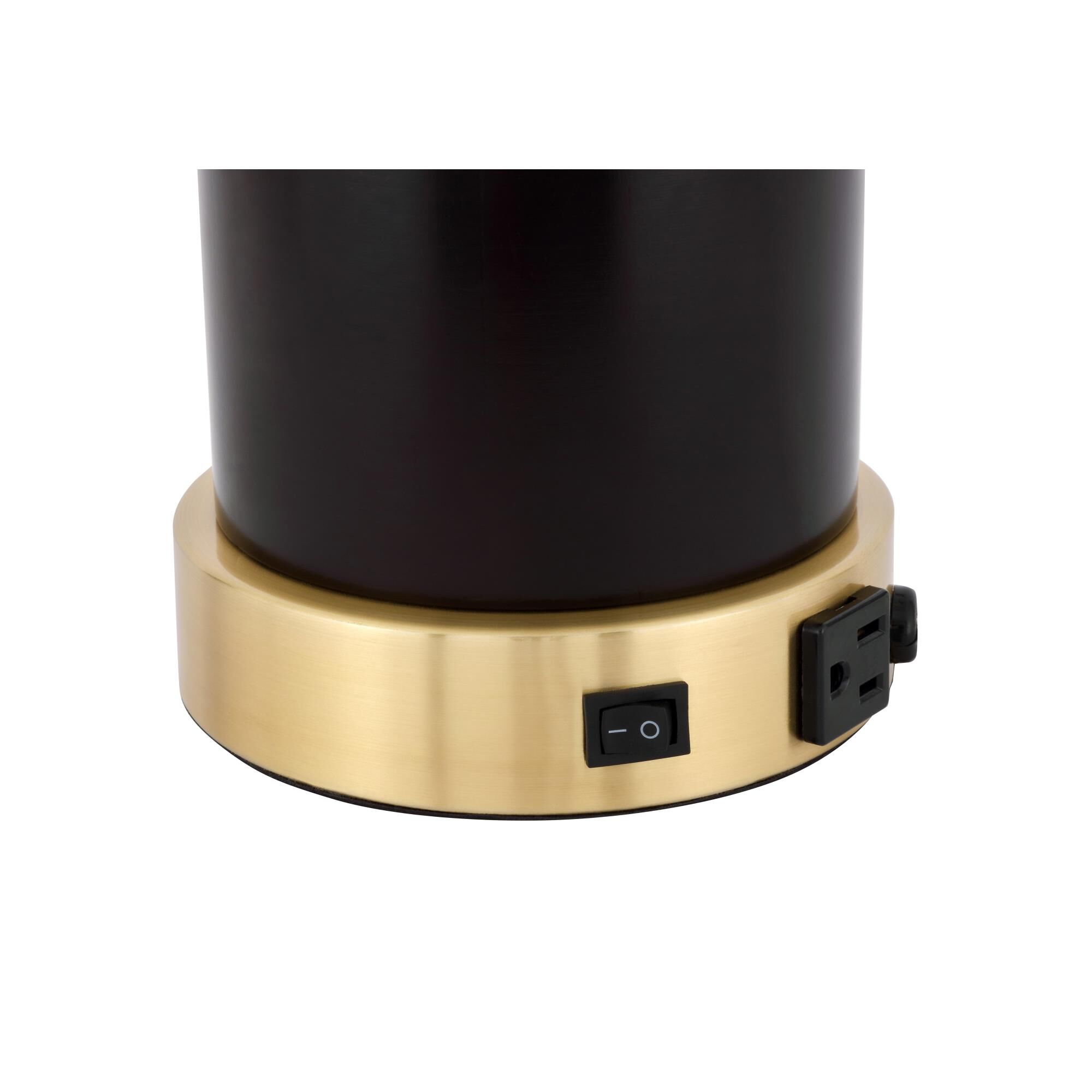 Shown in Brushed Brass And Dark Red finish and Fabric - Off White shade