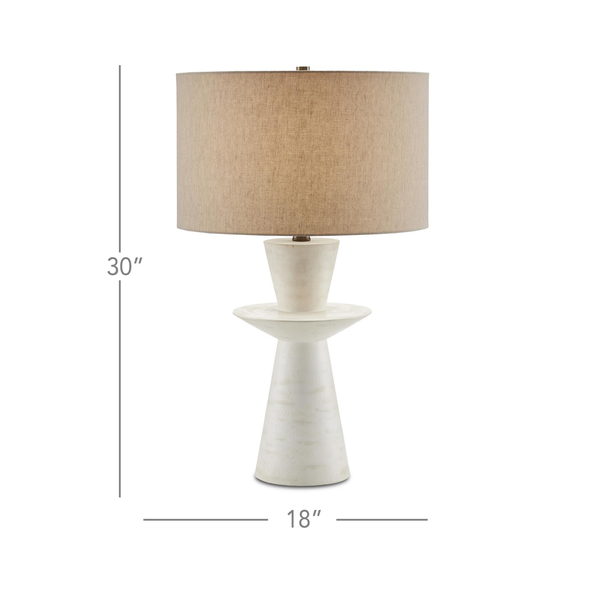 Shown in Off-White Distressed finish and Natural Linen shade