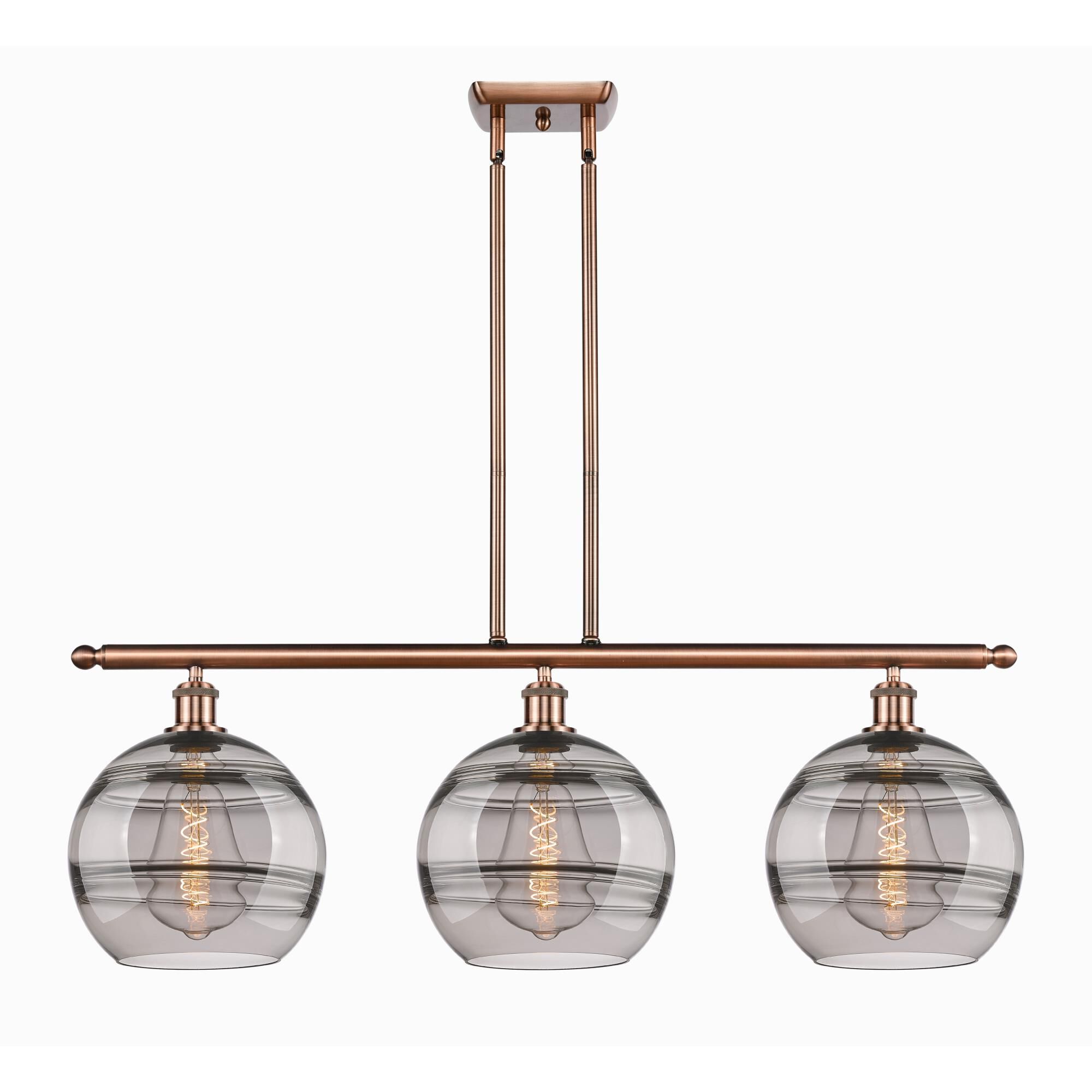 Shown in Antique Copper finish and Light Smoke glass