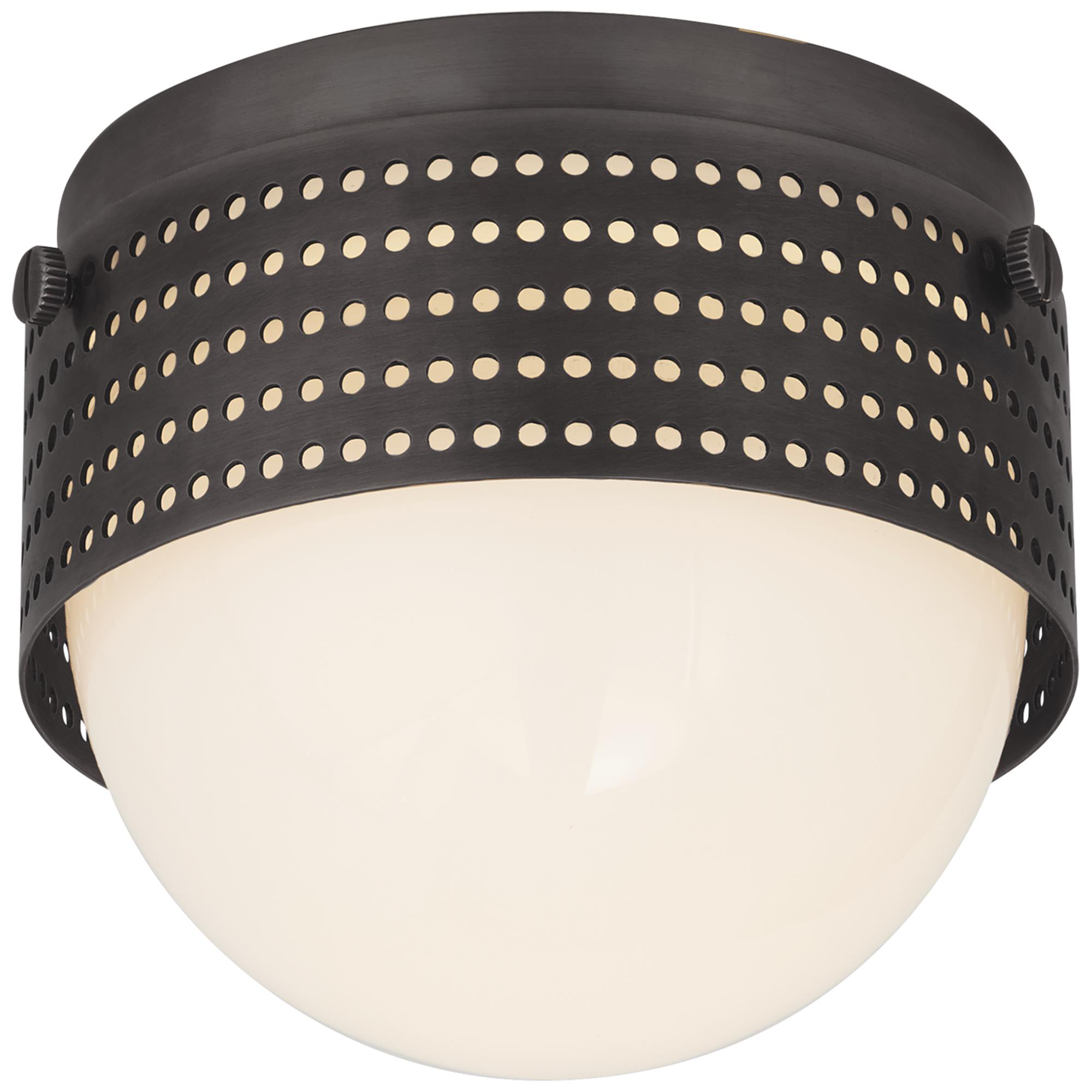 Shown in Bronze finish and White glass and White Glass shade