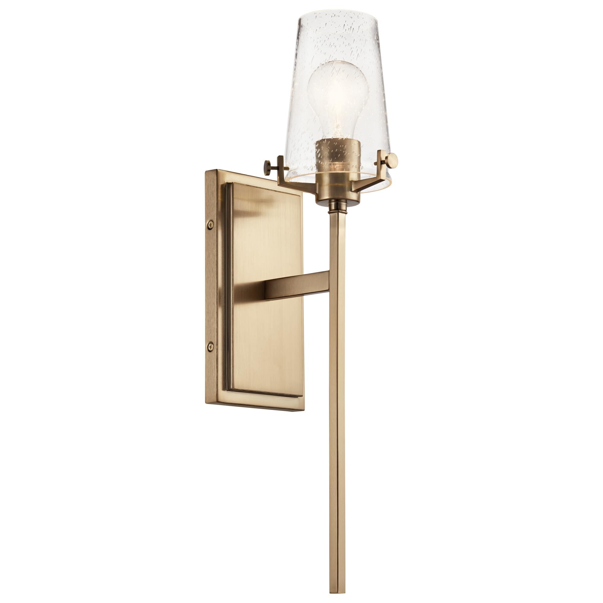 Shown in Champagne Bronze finish and Seeded glass