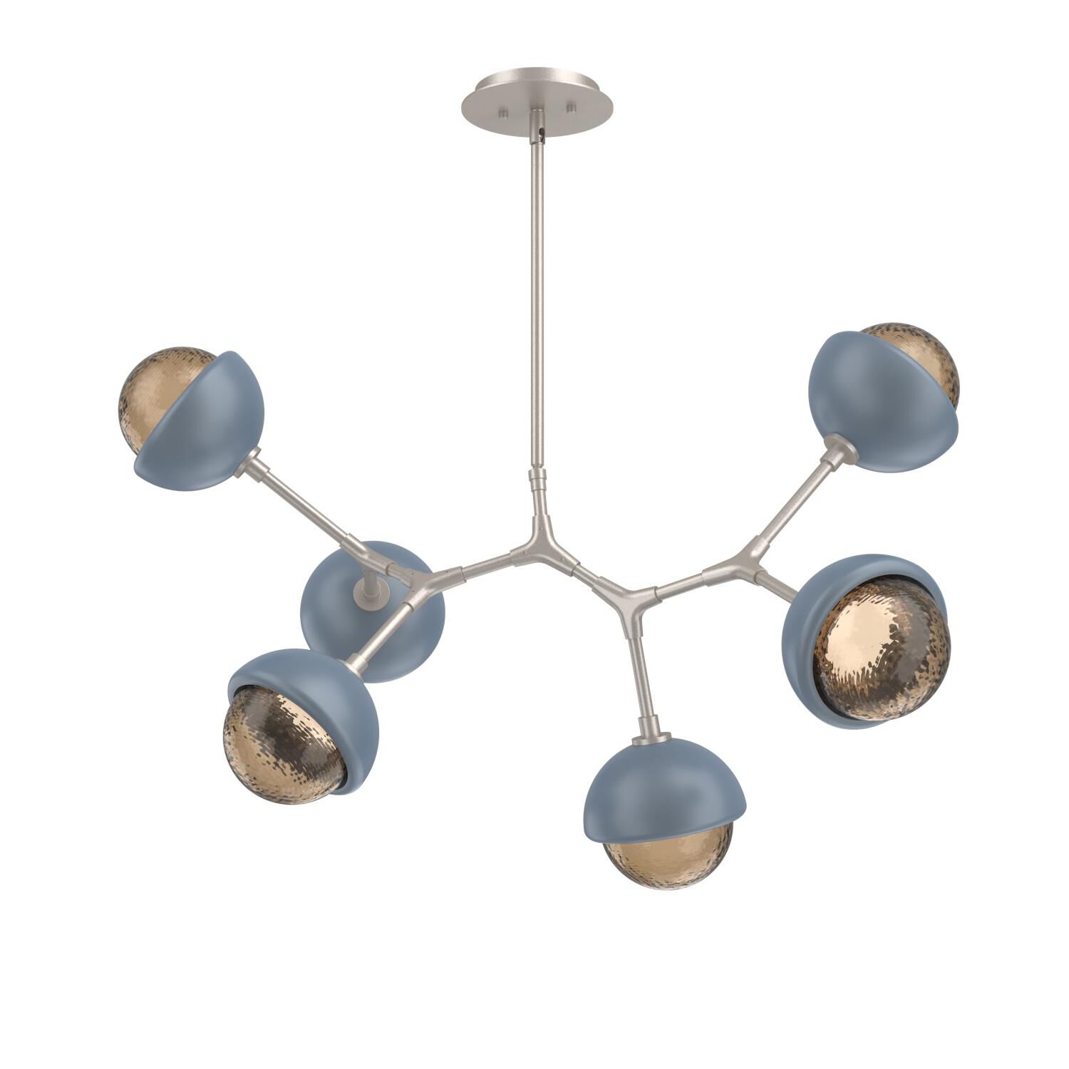 Shown in Beige Silver finish and Bronze glass and Poppy Blue accent