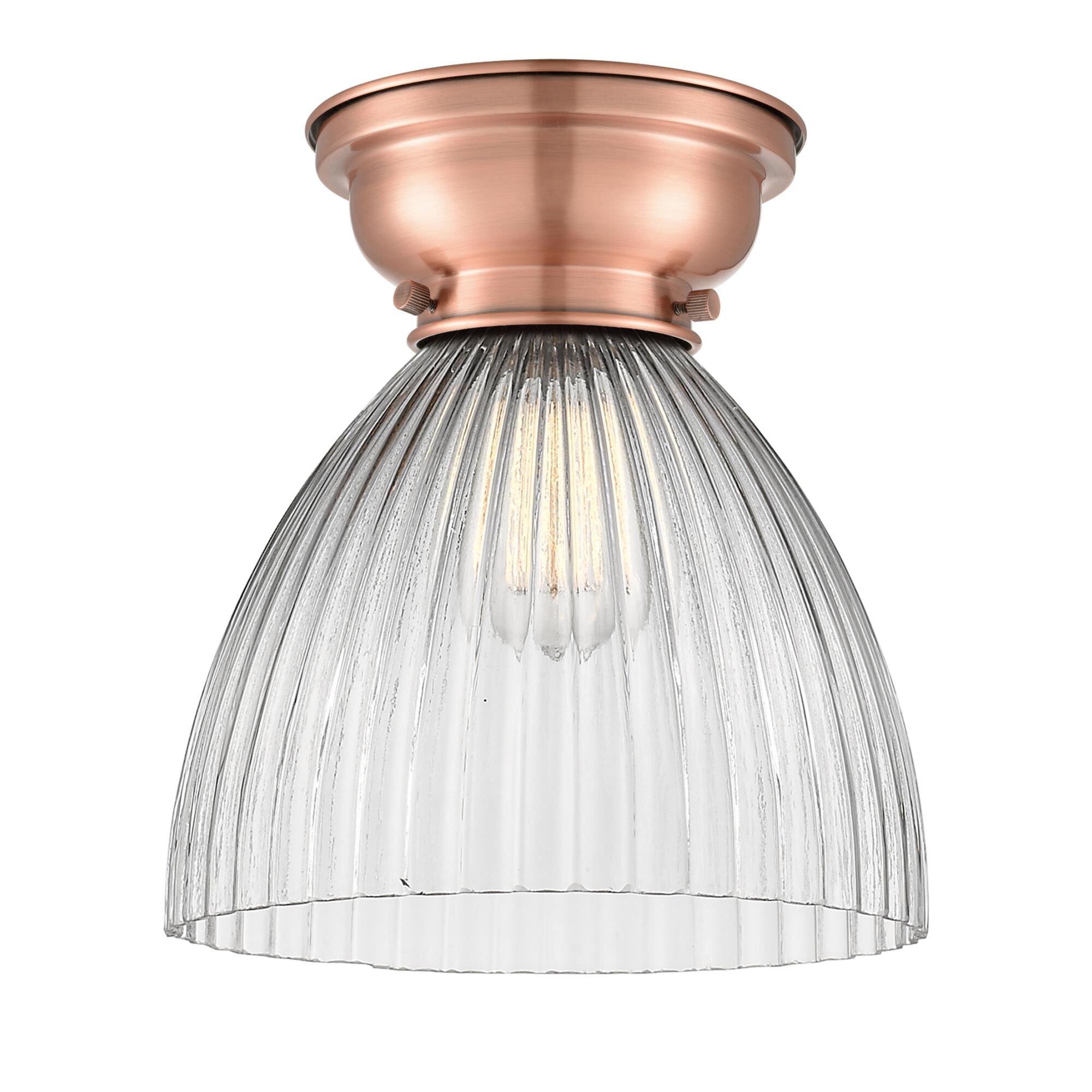 Shown in Antique Copper finish and Dome glass and Glass shade