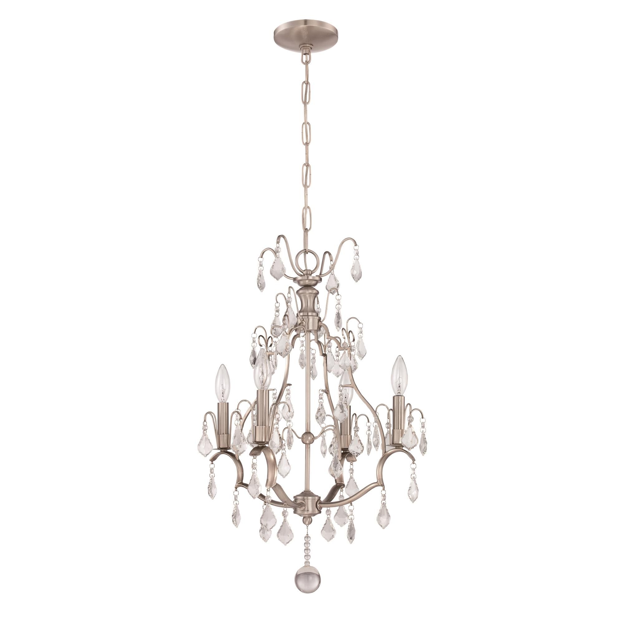 Shown in Brushed Nickel finish and Clear crystal 