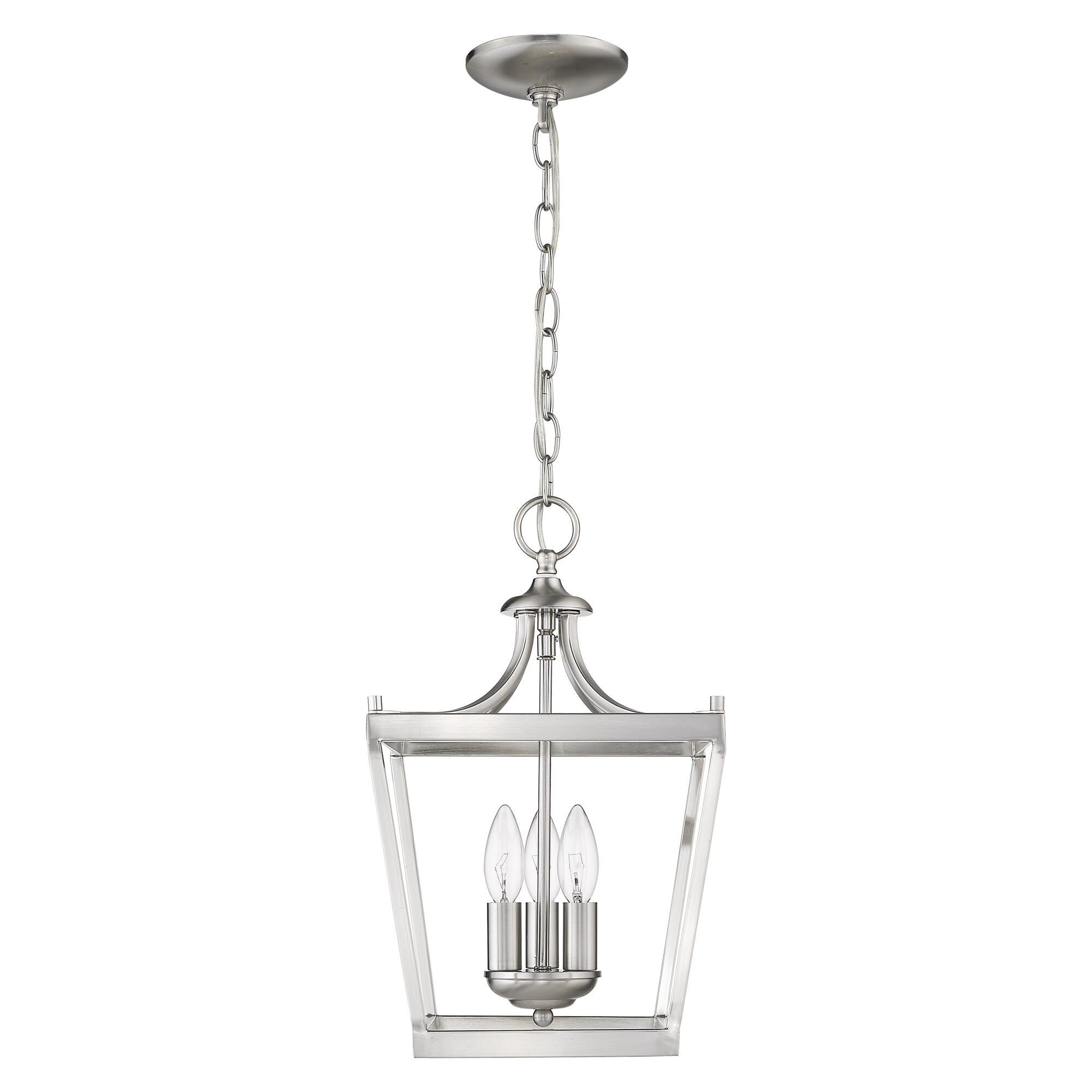 Shown in Satin Nickel finish and -- glass and -- shade