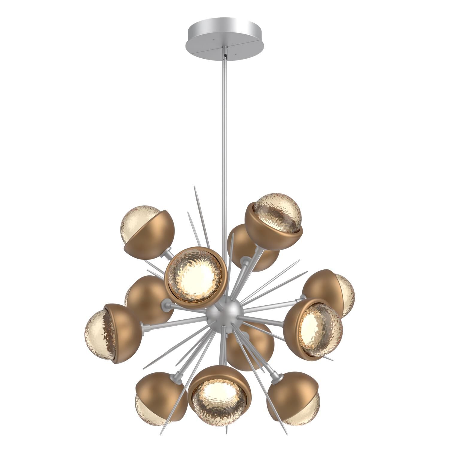 Shown in Classic Silver finish and Amber glass and Novel Brass accent