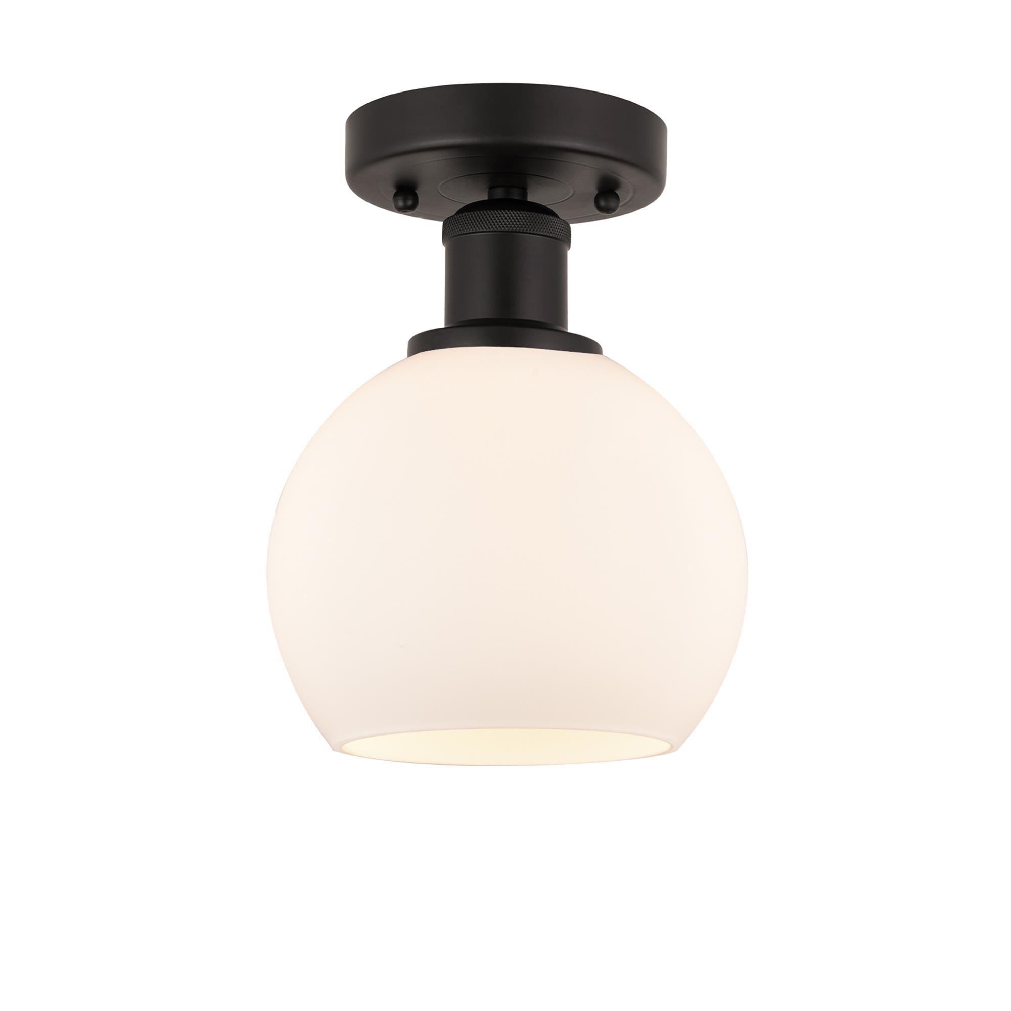 Shown in Oil Rubbed Bronze finish and Matte White glass